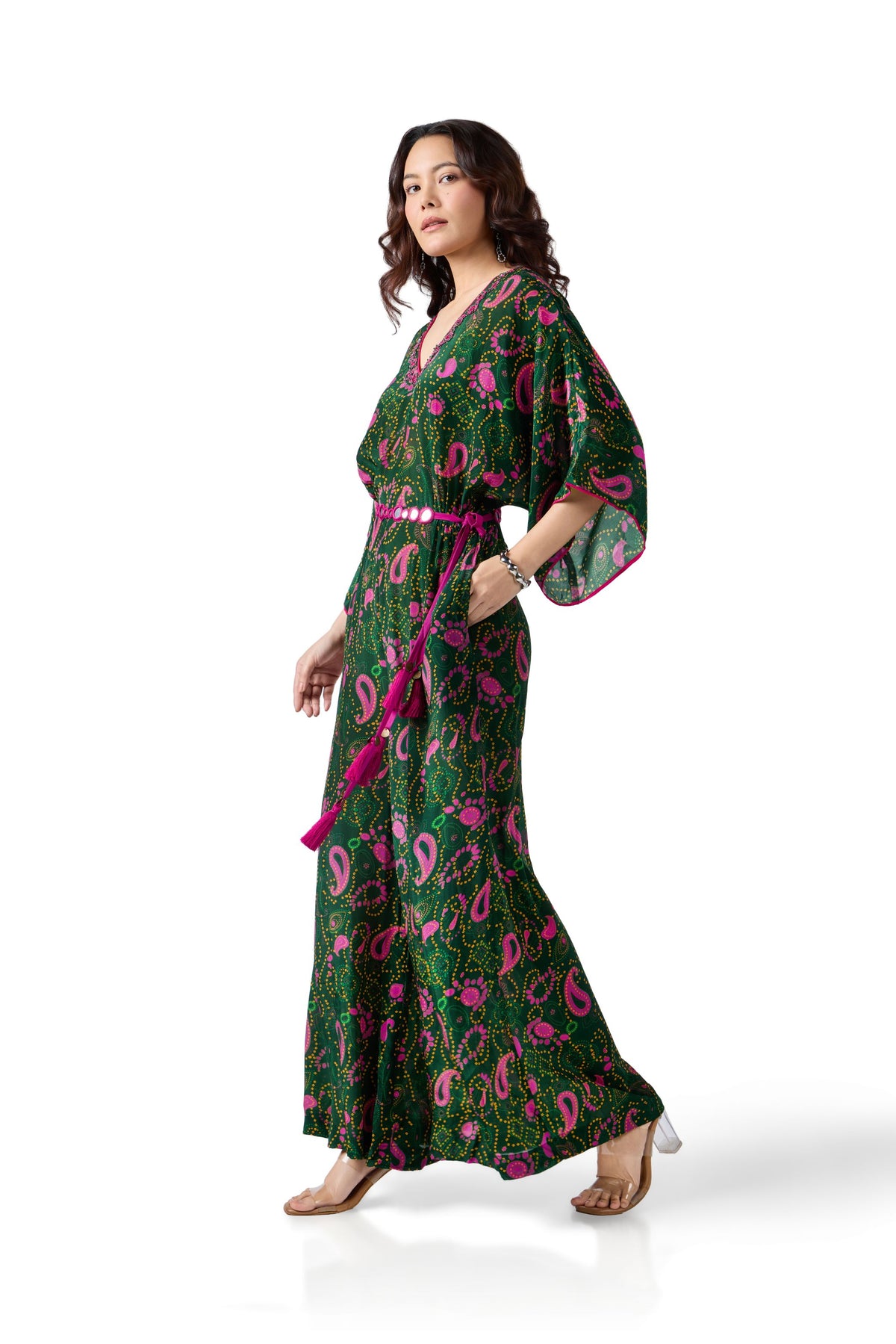 BANDHANI PAISLEY KAFTAN JUMPSUIT