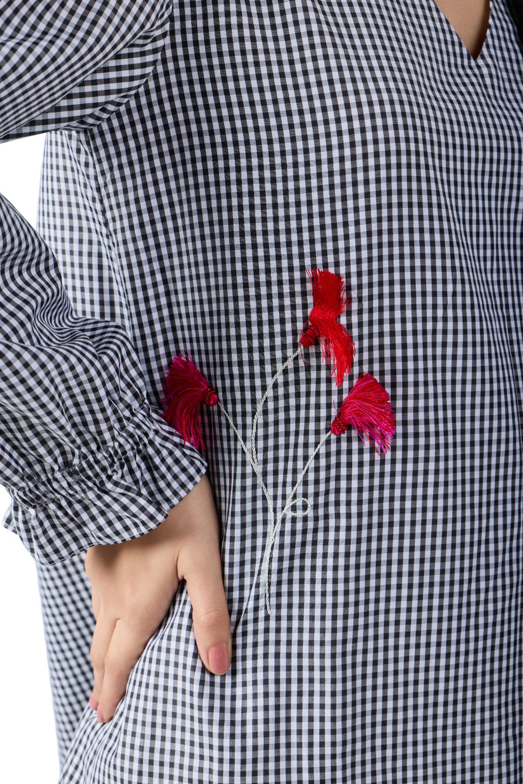 GINGHAM SCARF SHIRT DRESS