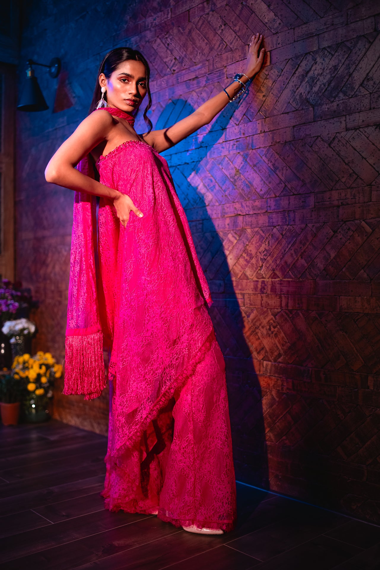 SPINEL PINK TUBE ASSYMETRICAL TUNIC WITH DUPATTA