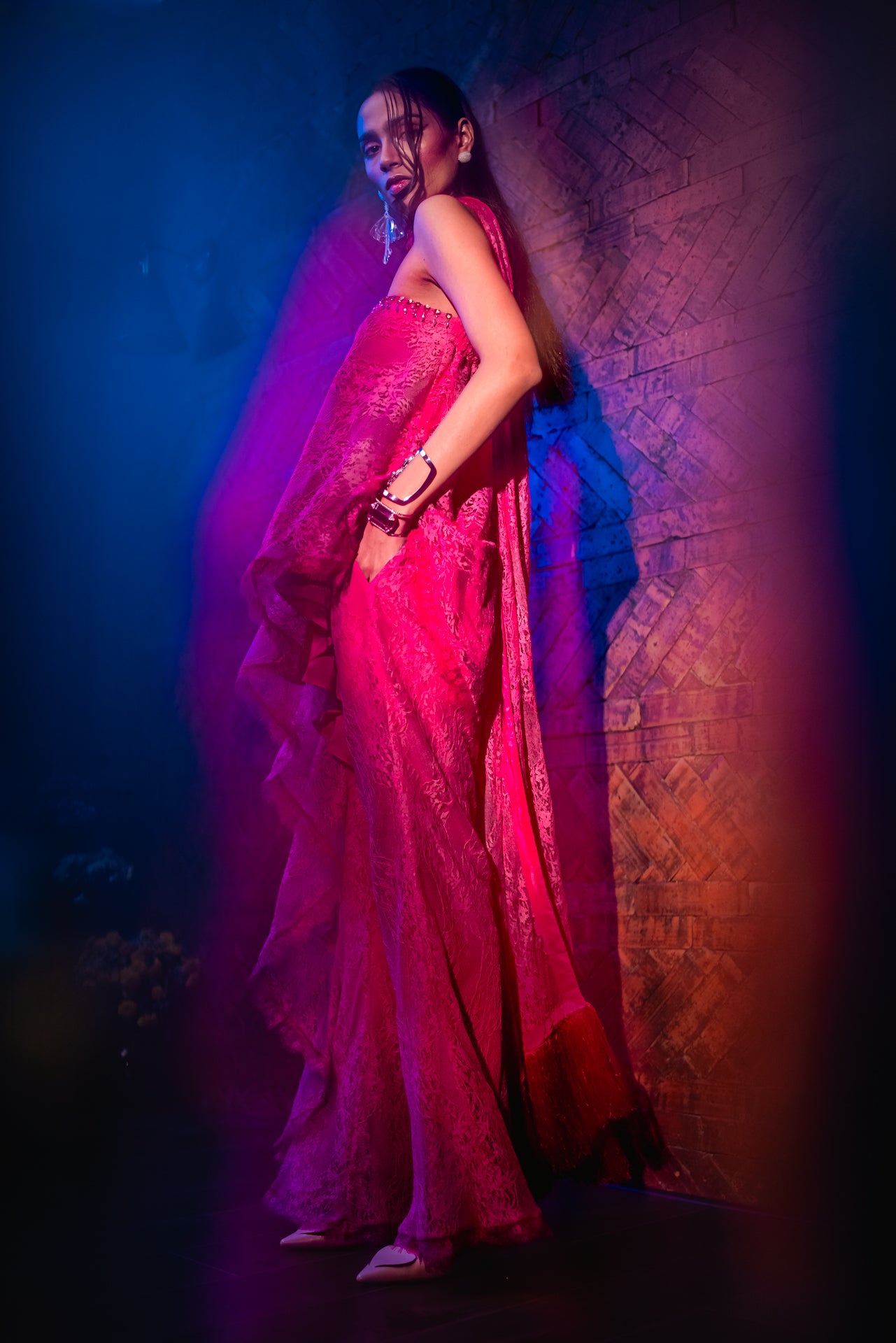 SPINEL PINK TUBE ASSYMETRICAL TUNIC WITH DUPATTA