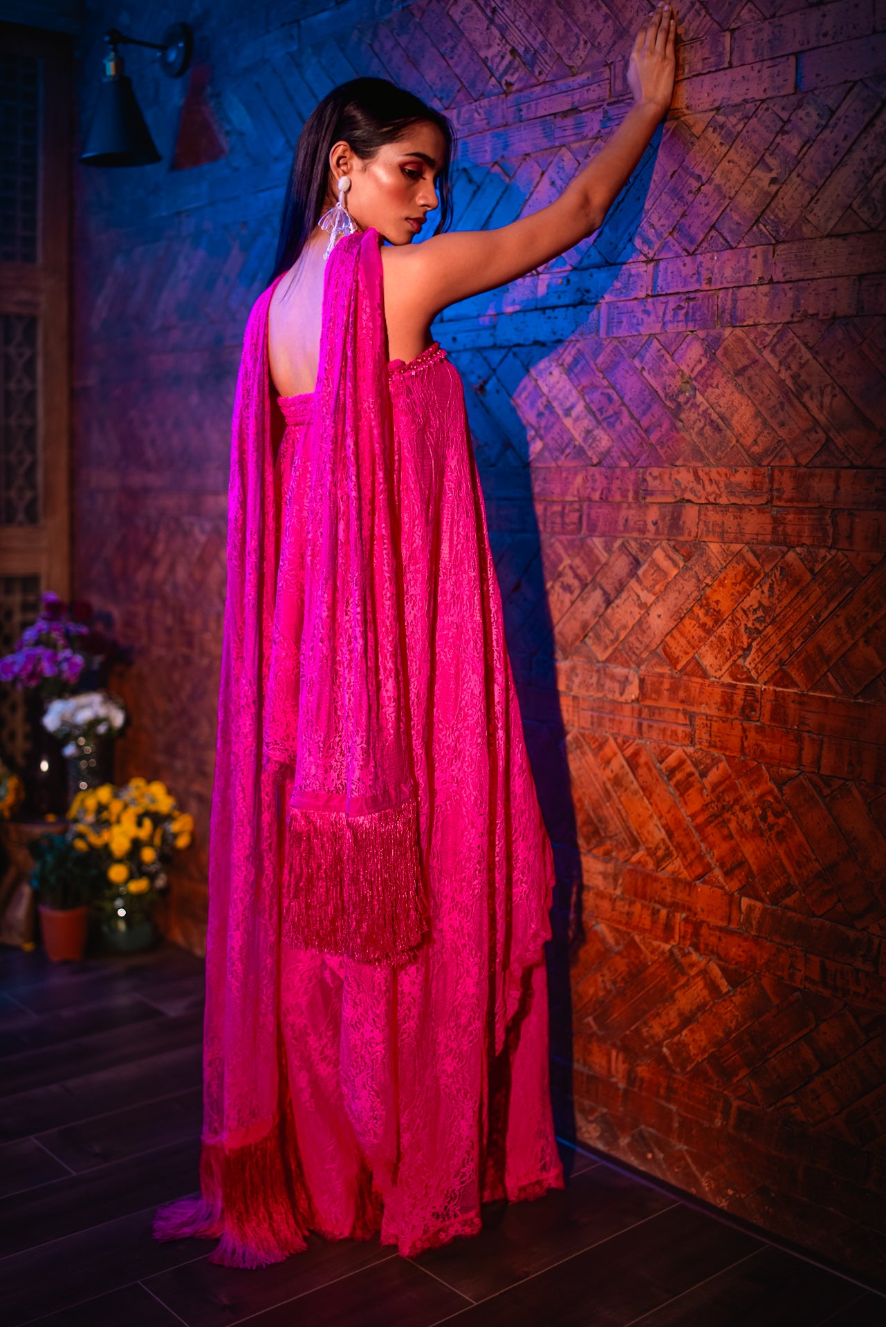 SPINEL PINK TUBE ASSYMETRICAL TUNIC WITH DUPATTA