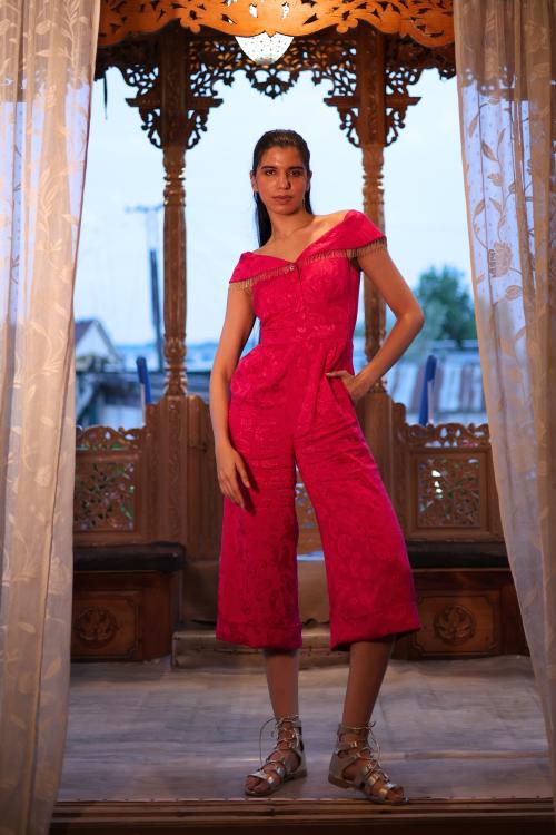 Spinel Pink Off-Shoulder Jumpsuit