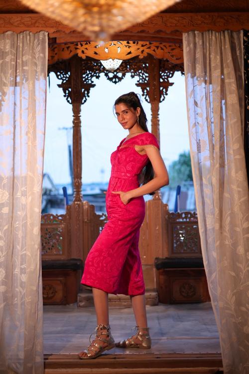 Spinel Pink Off-Shoulder Jumpsuit