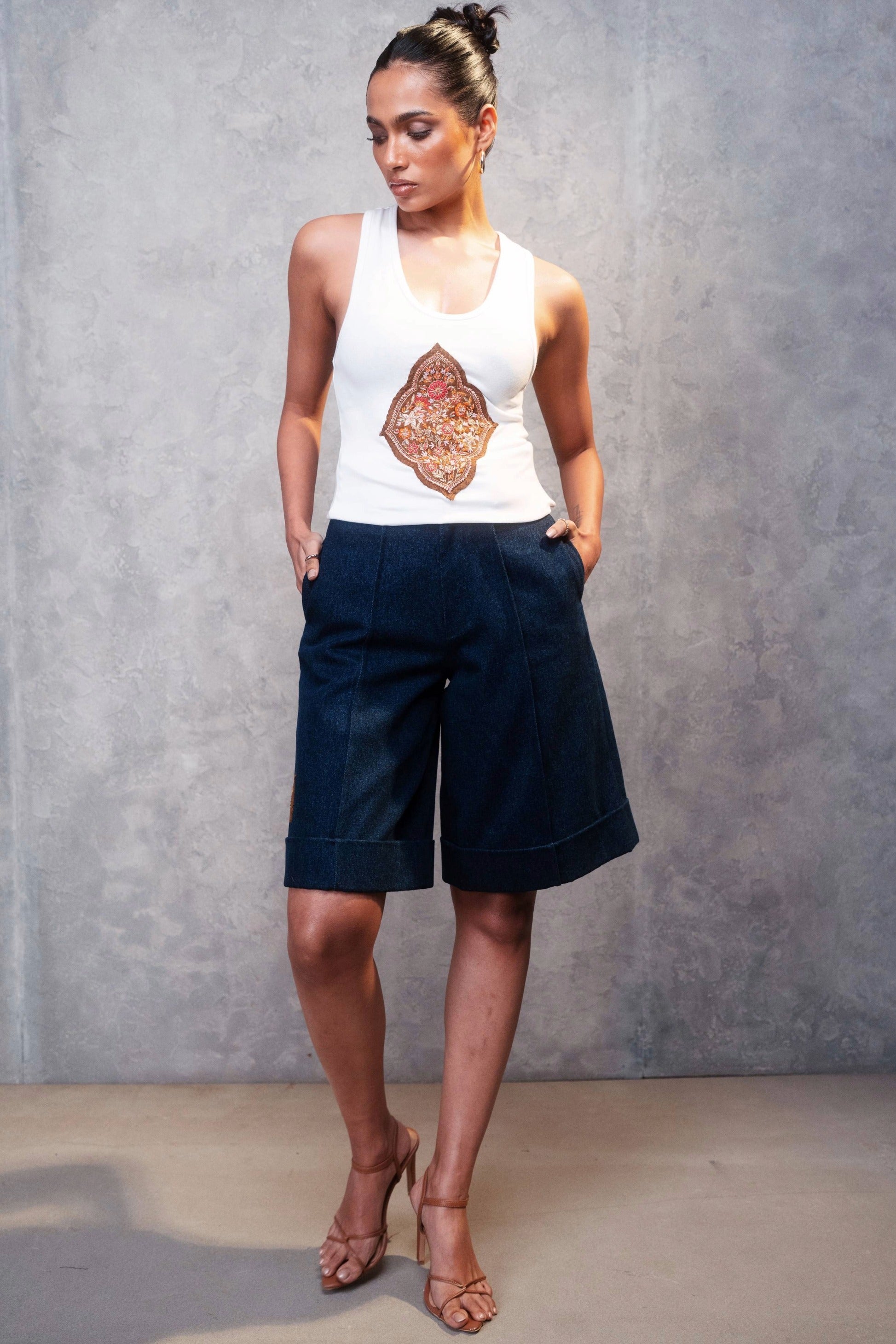 White Gul Embroidered Patch Tank