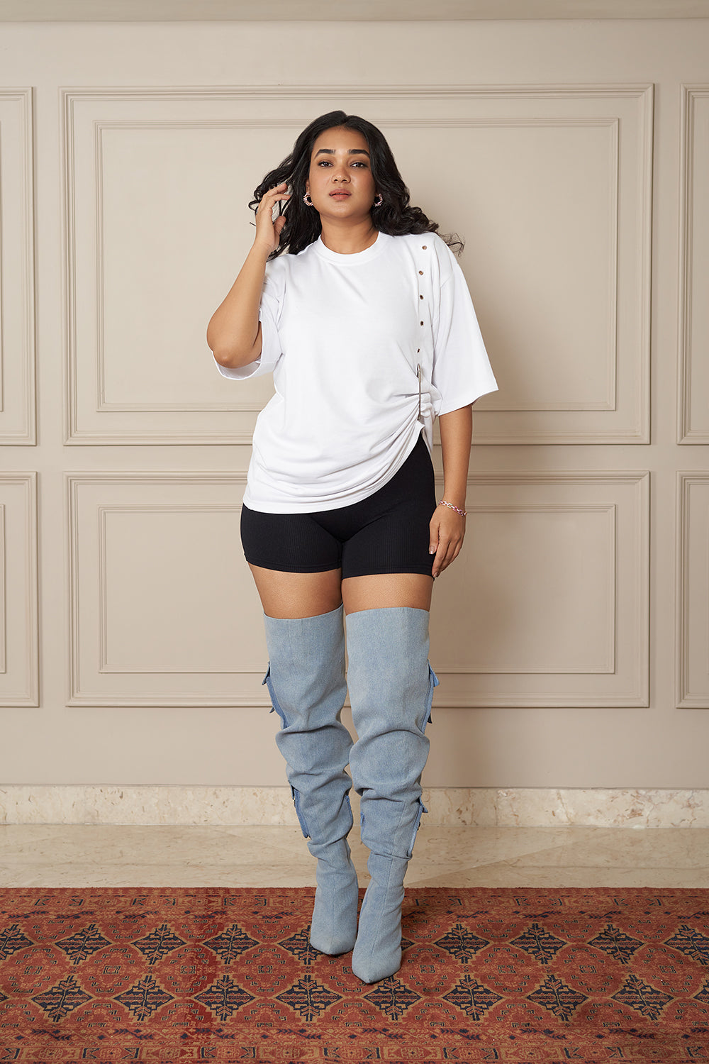 White Safety Pin Tee