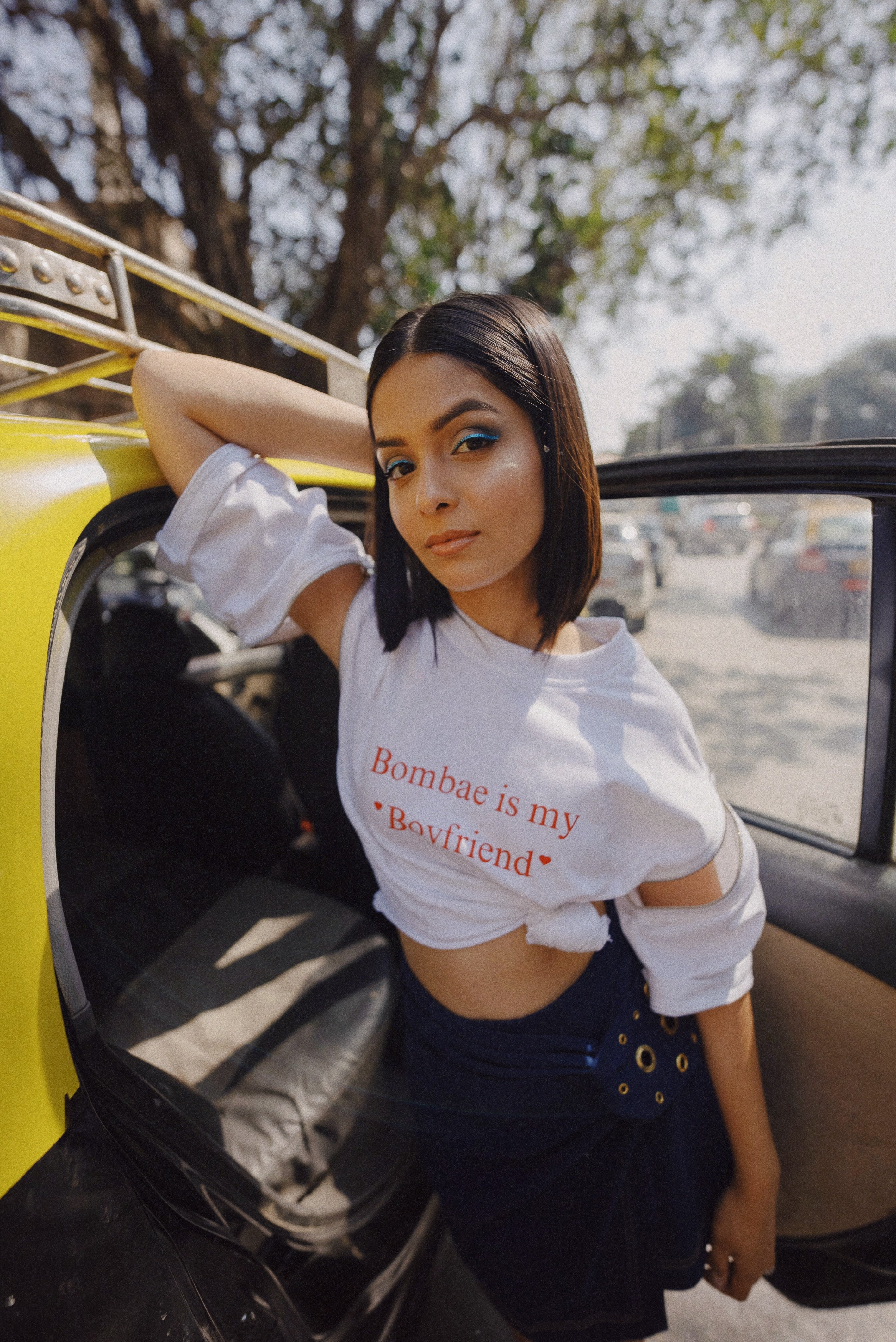 White Bombay Zipper Tee for Women