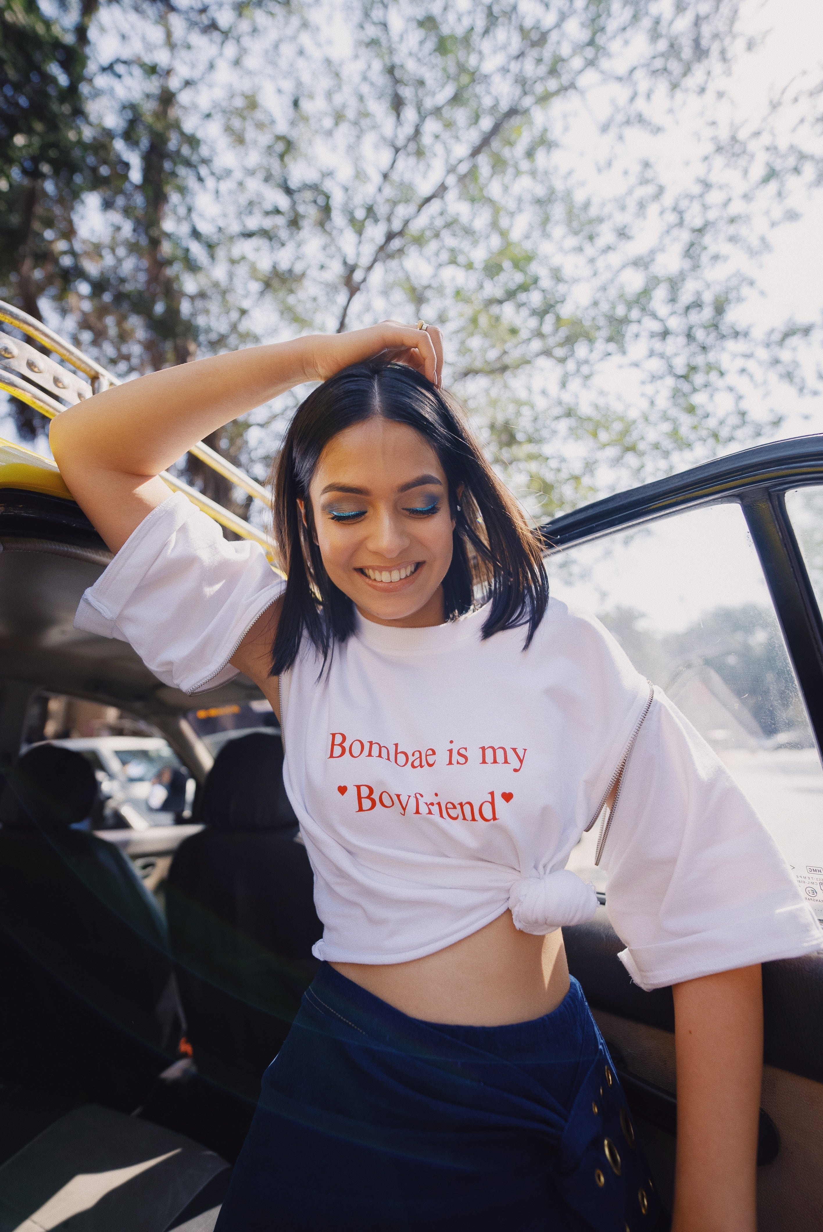 White Bombay Zipper Tee for Women