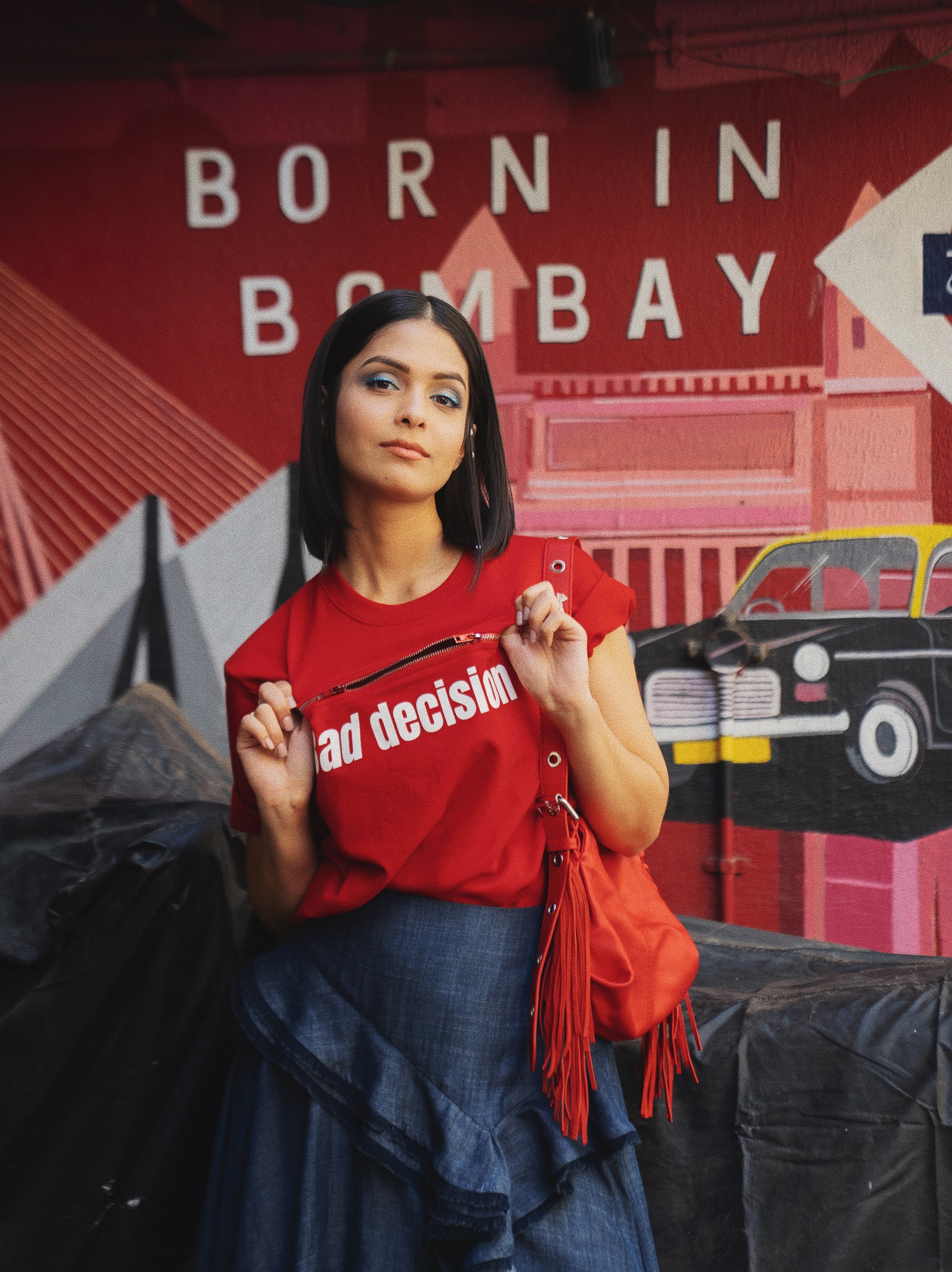 Red Bad Decision Zipper Tee