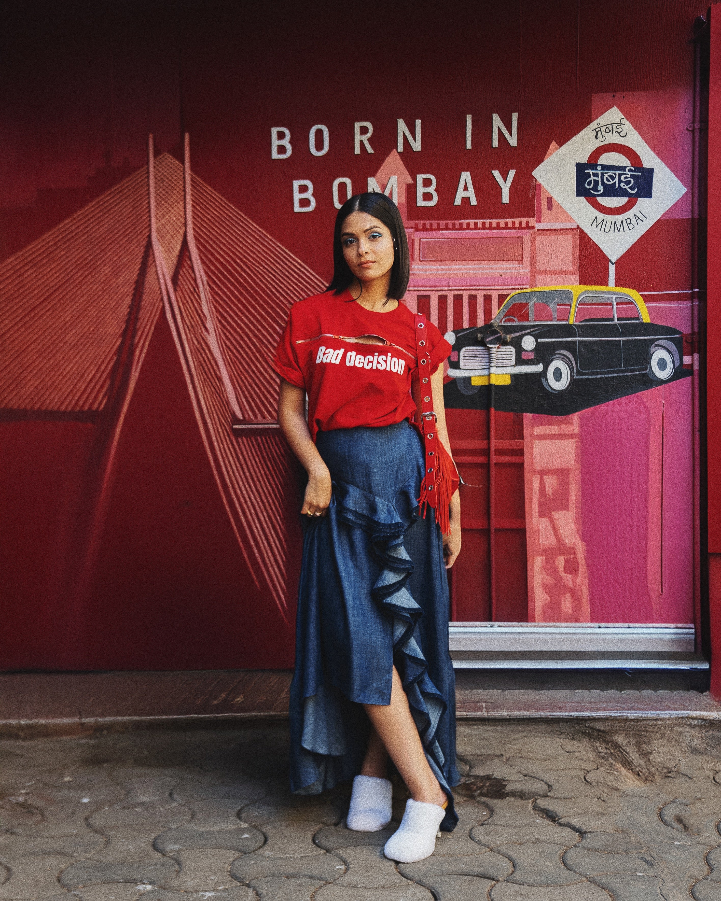 Red Bad Decision Zipper Tee