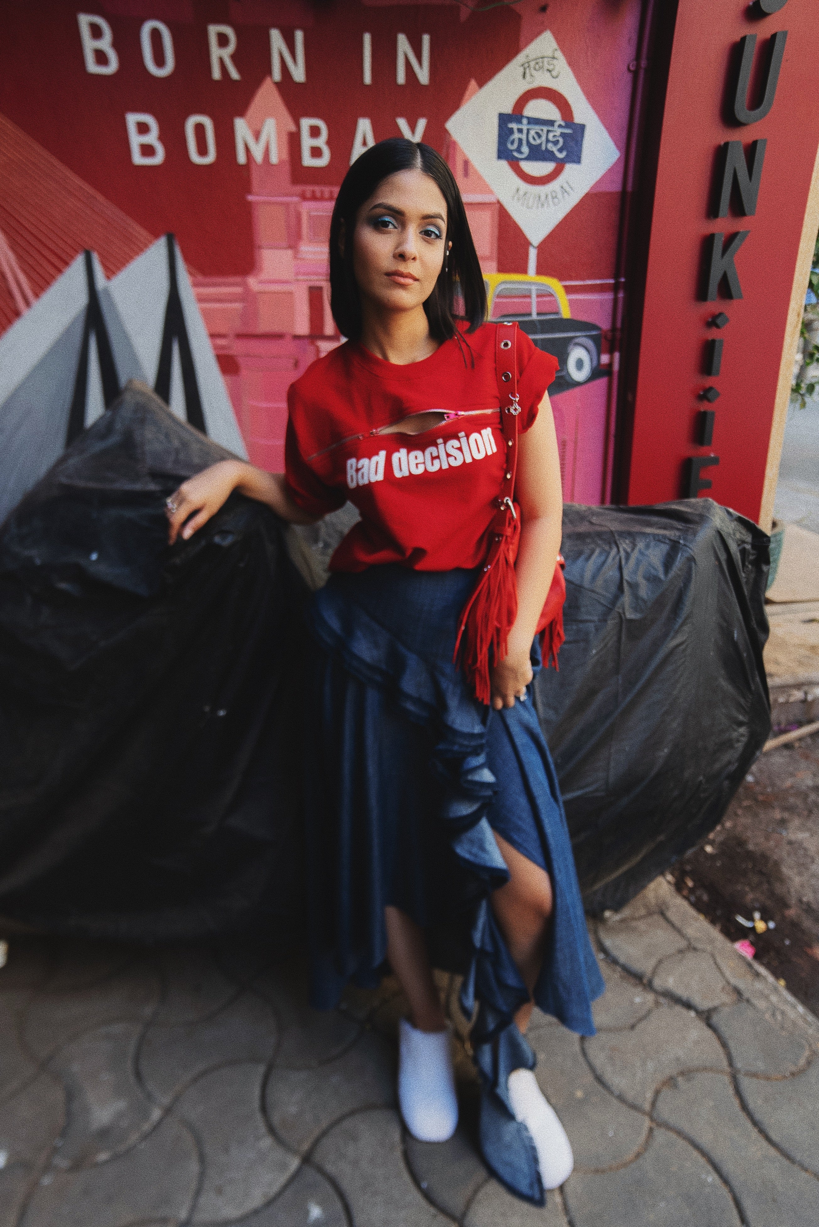 Red Bad Decision Zipper Tee