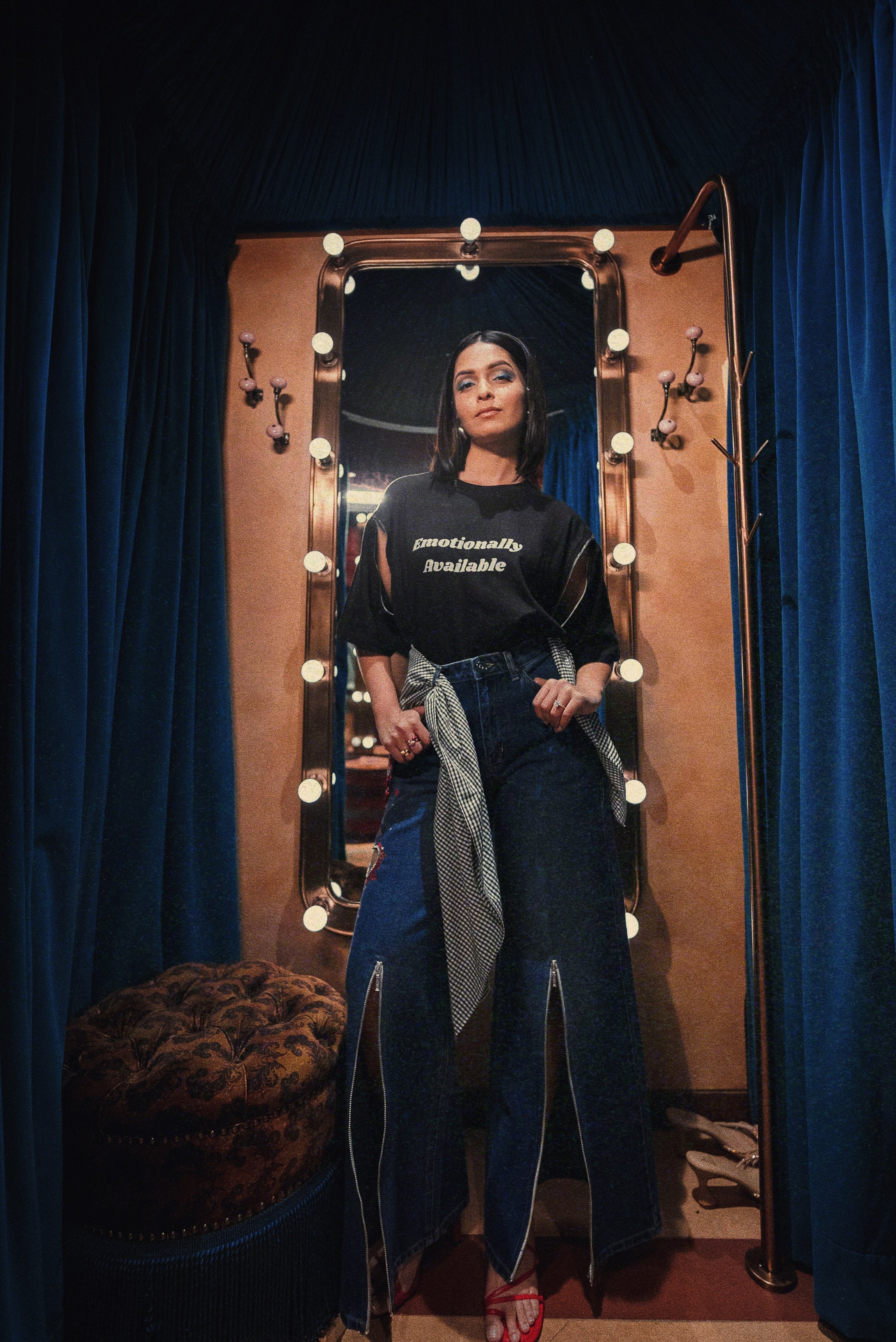 Black Emotionally Available Zipper Tee