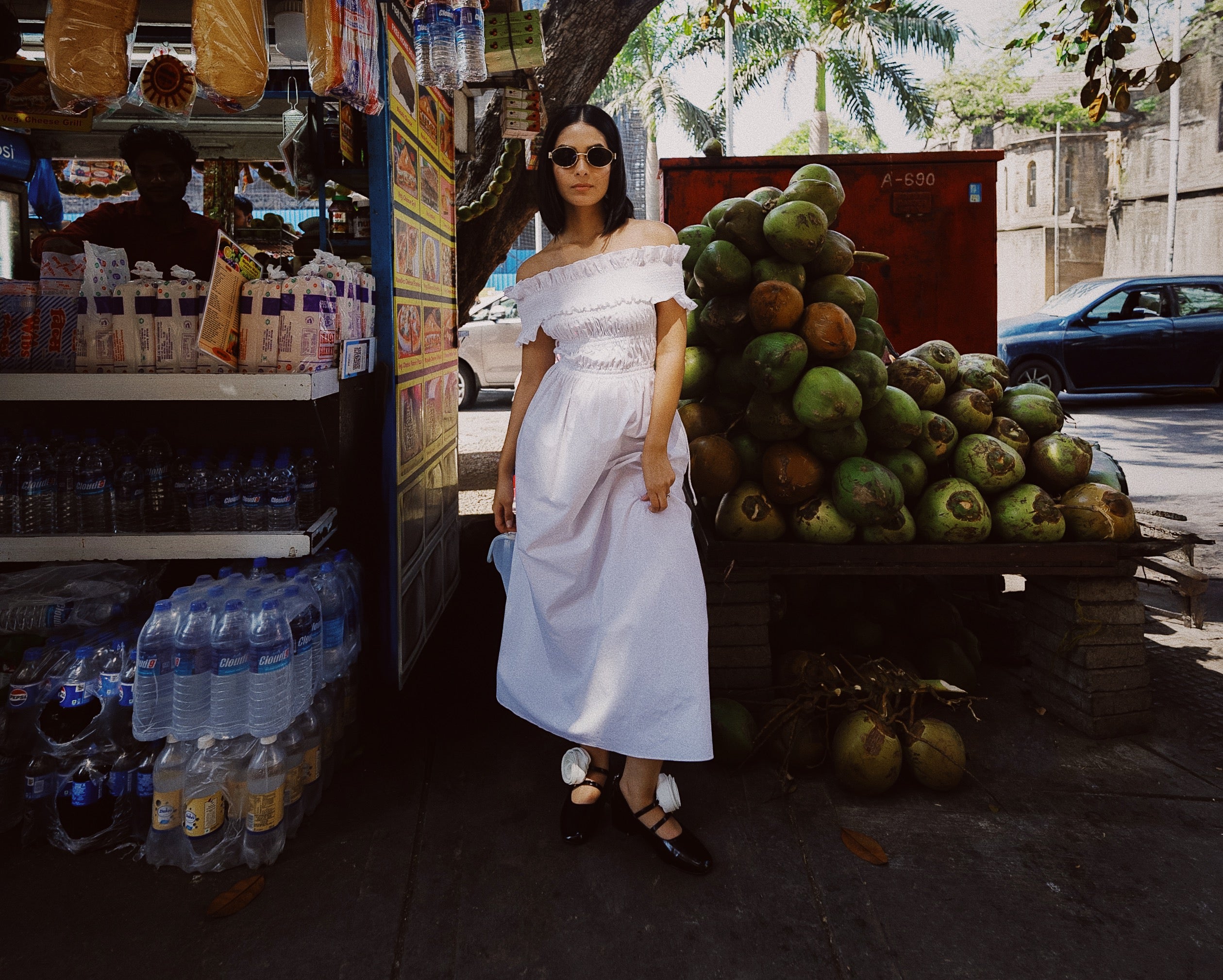 White Lily Smocked Off-Shoulder Midi Dress