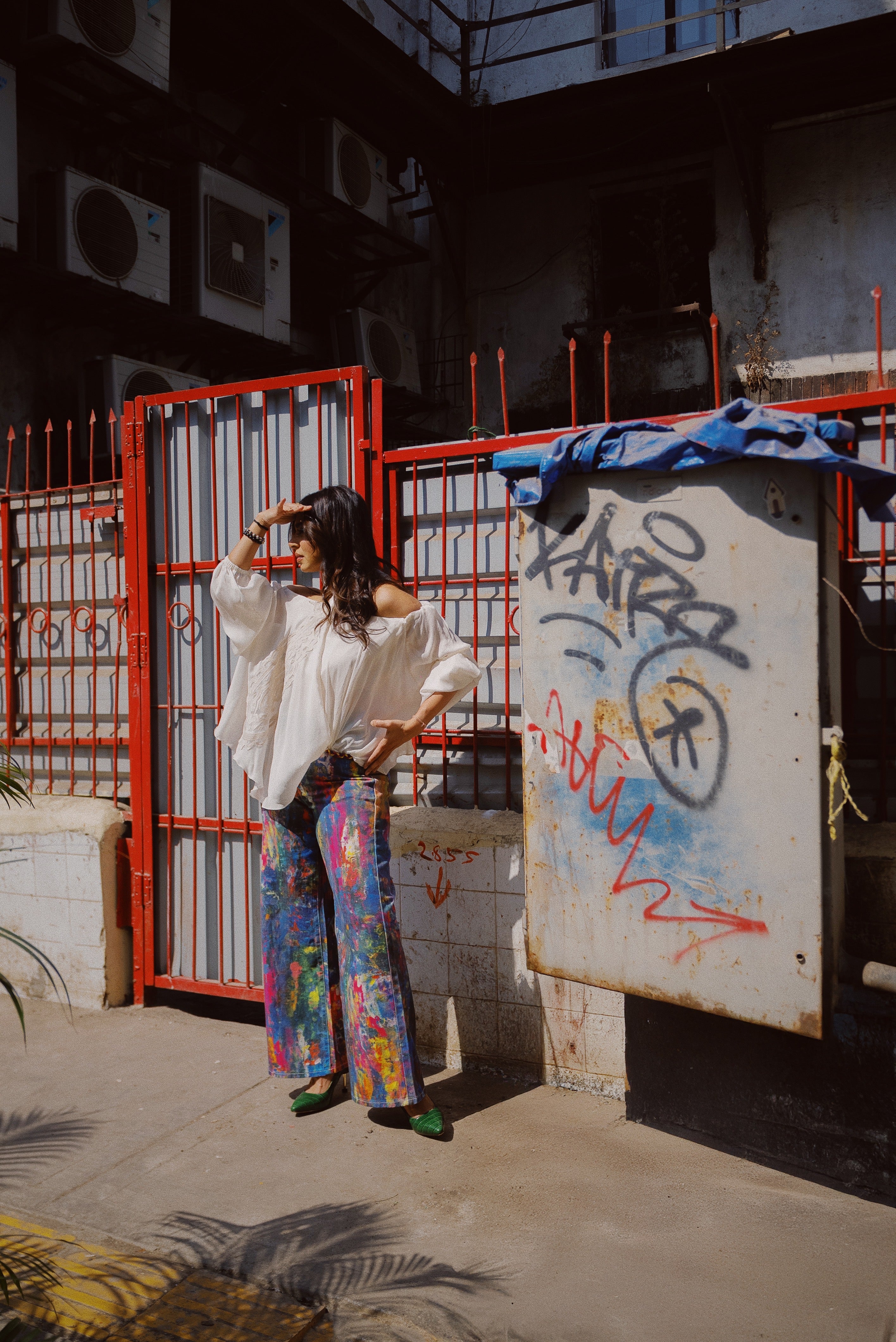 Vanila Paisley Scoop Off-Shoulder Top