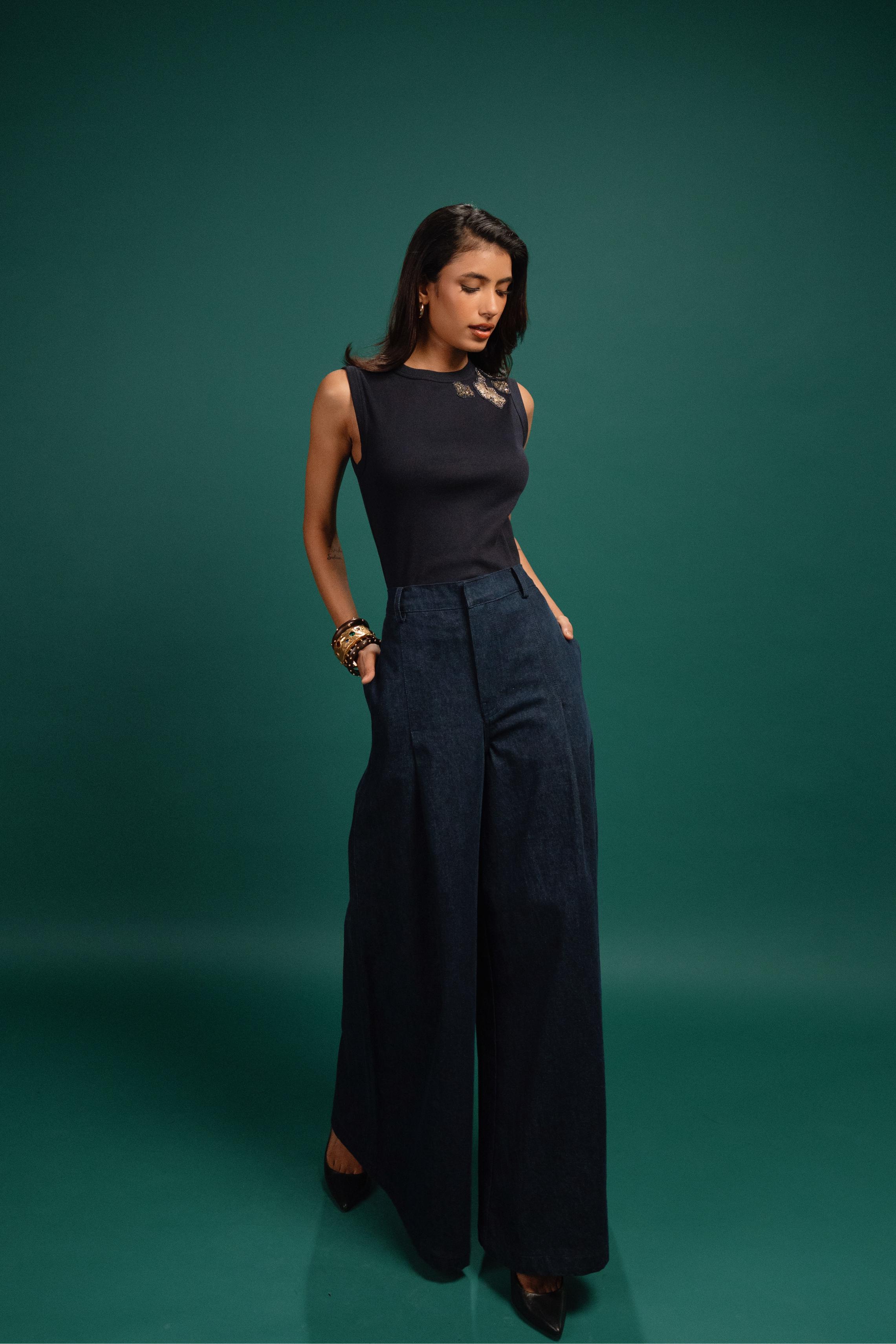 Midnight Spotted Foil Tank