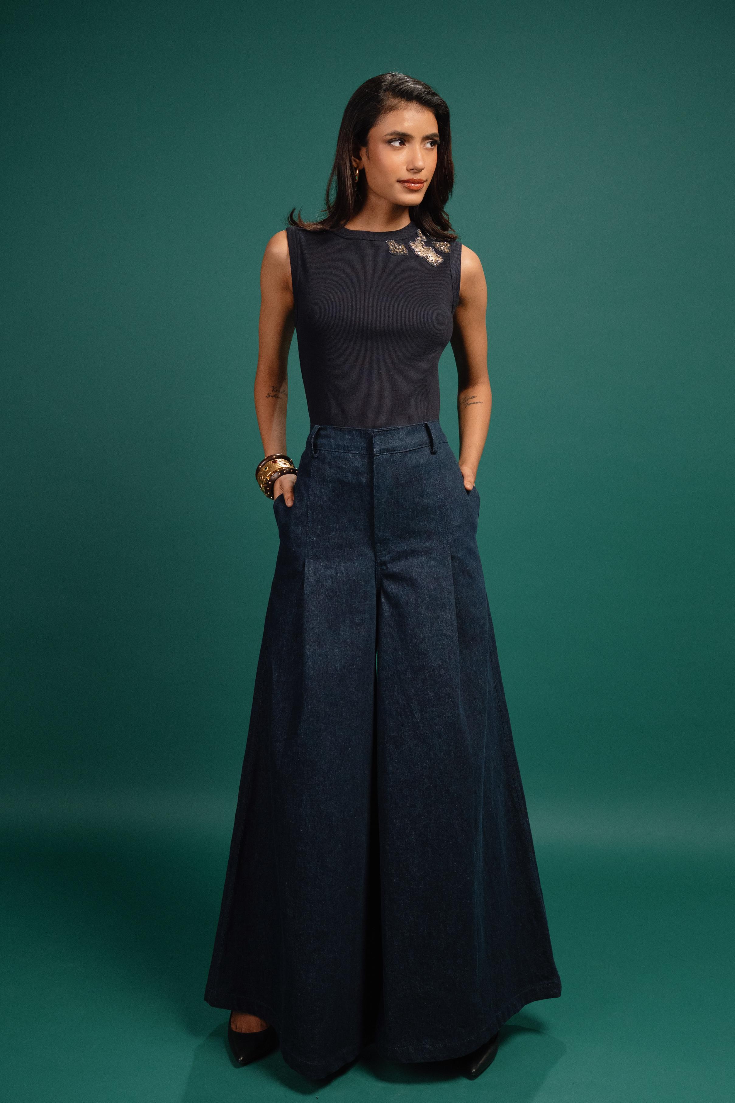 Midnight Spotted Foil Tank