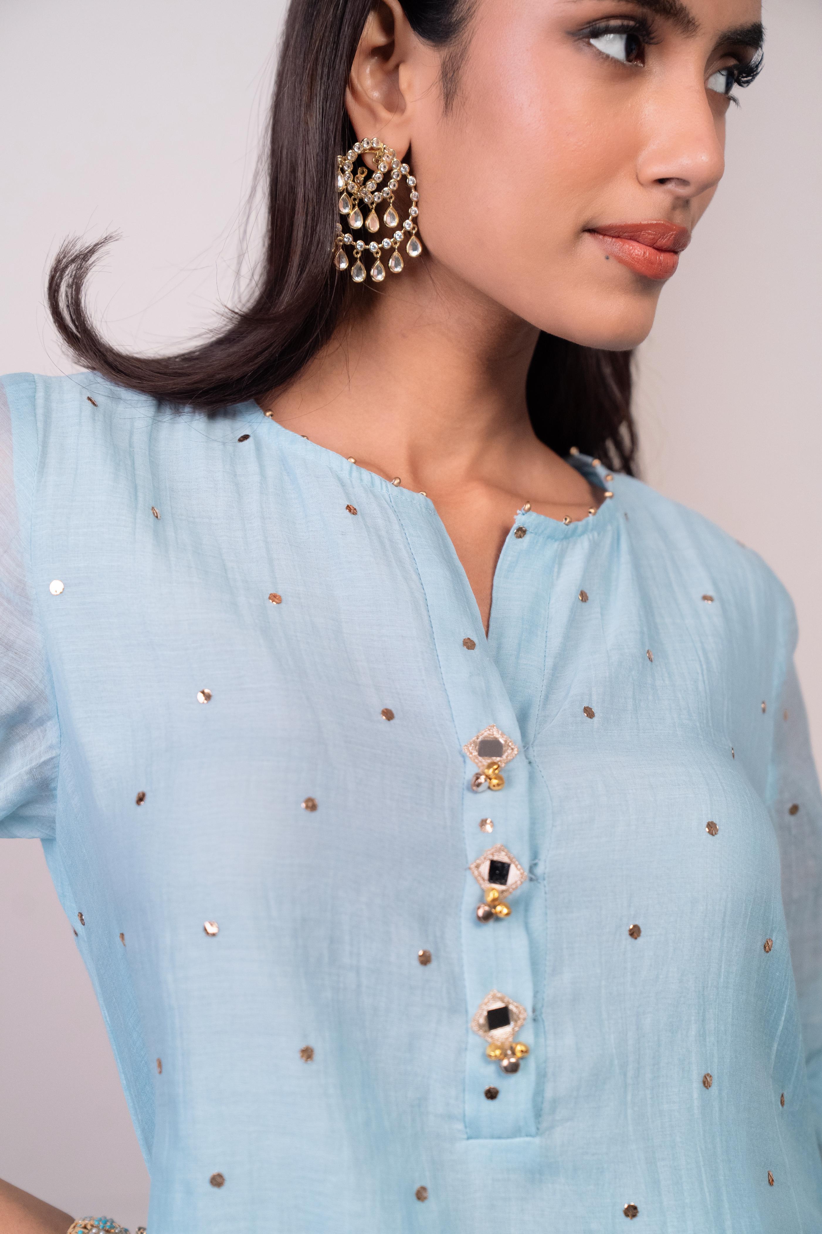 Icy Blue Patiala Kurti Set