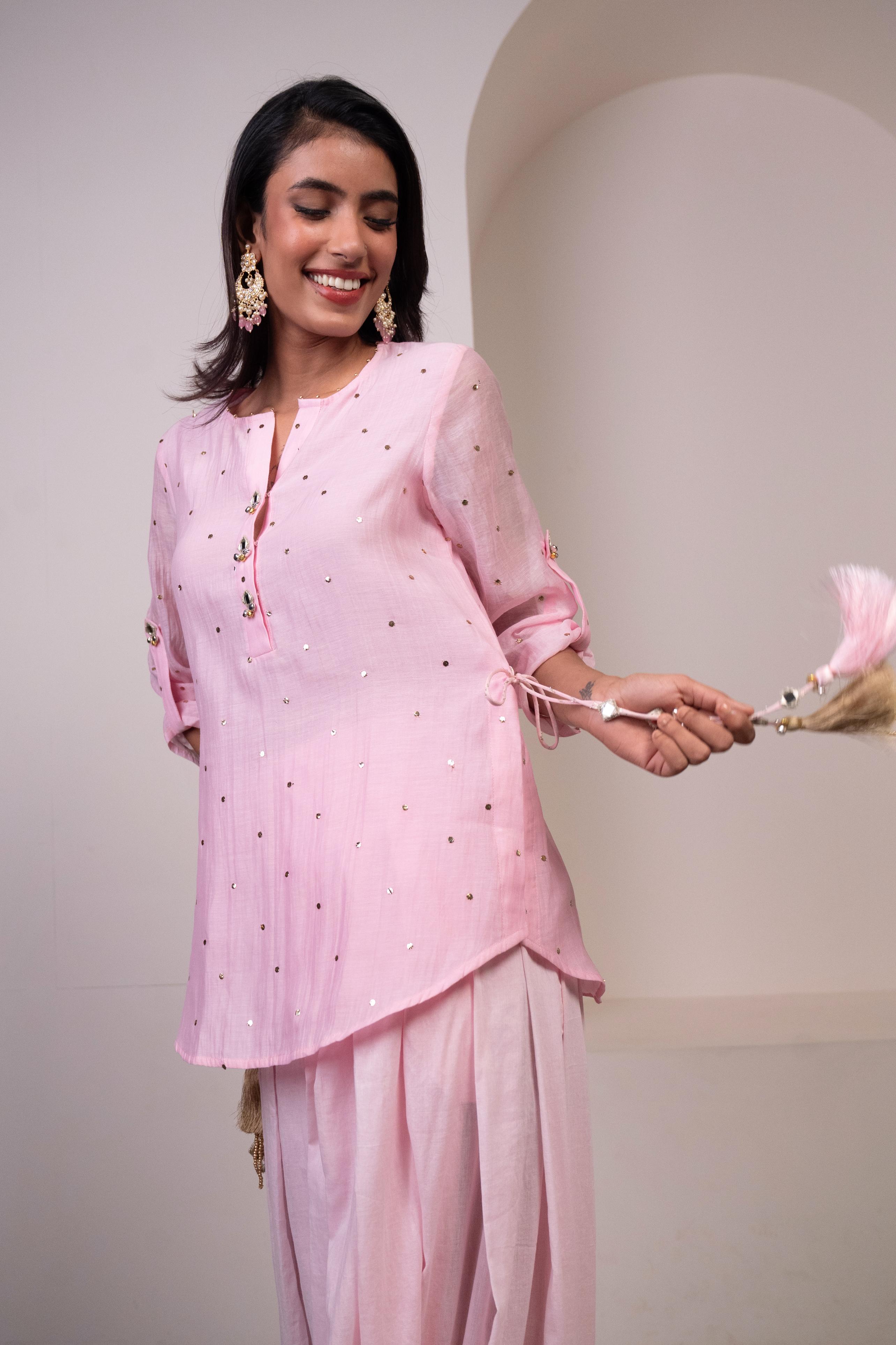 Petal Pink Patiala Kurti Set