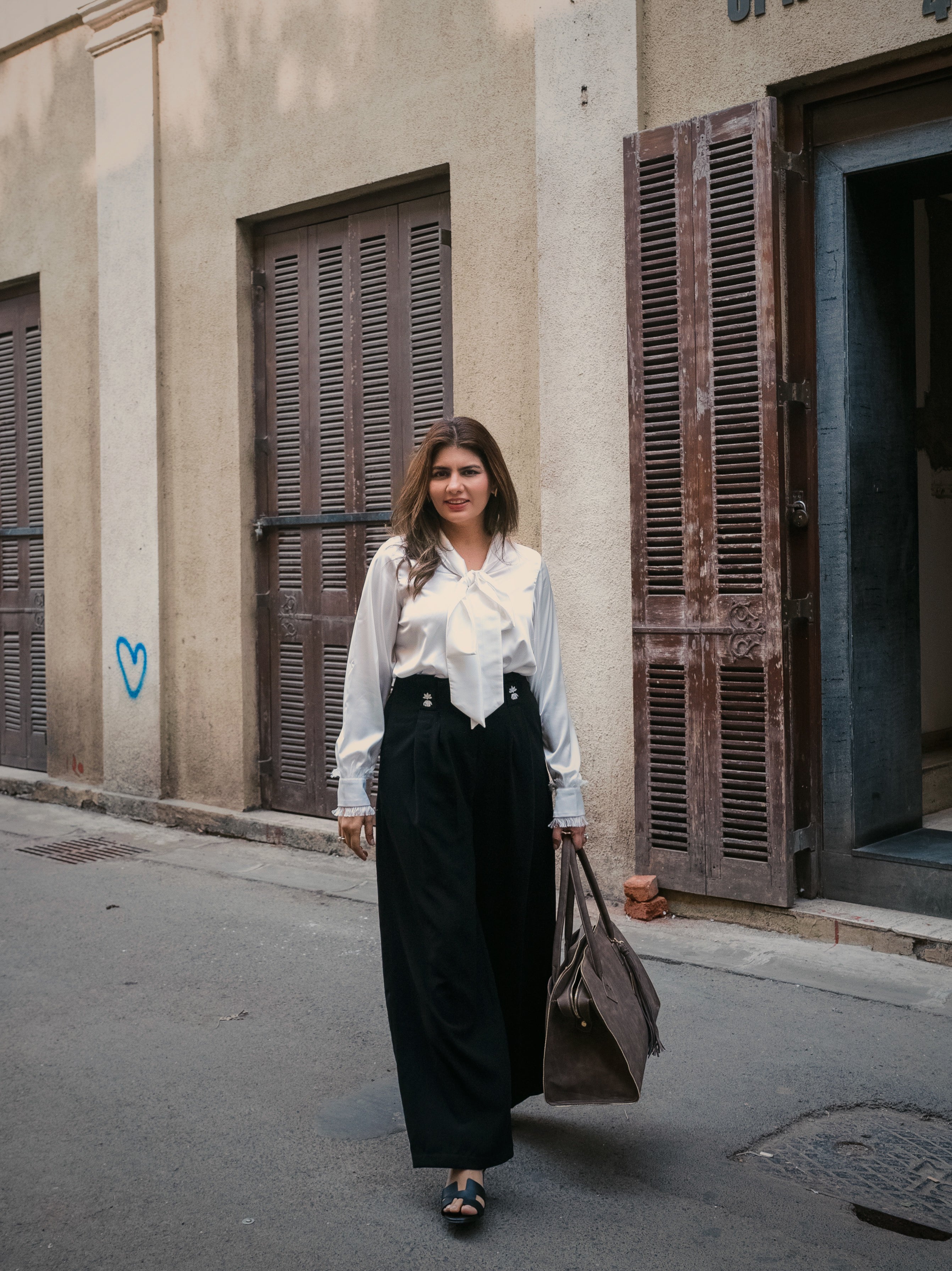 Black Embroidered Trousers for Women