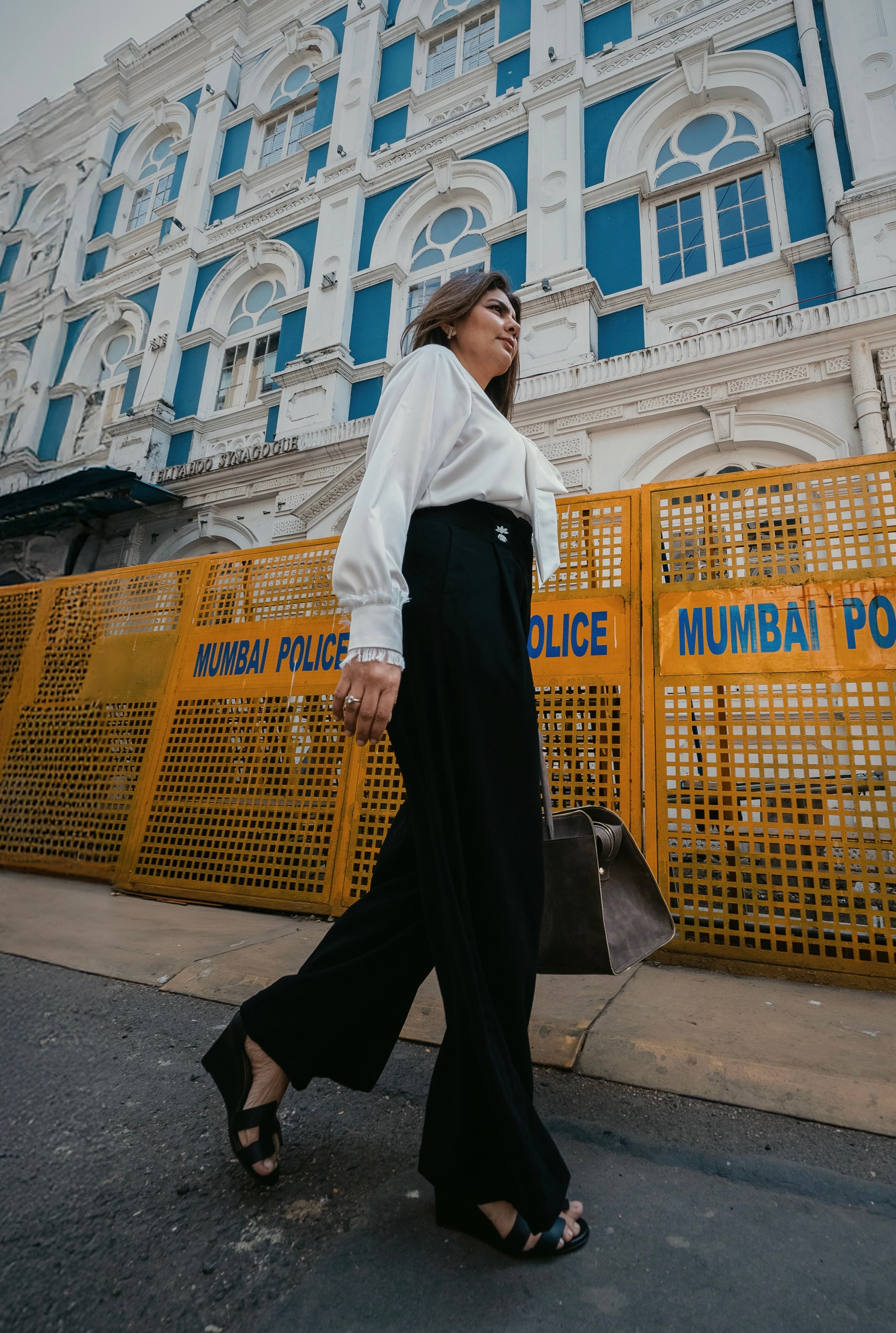 Black Embroidered Trousers for Women