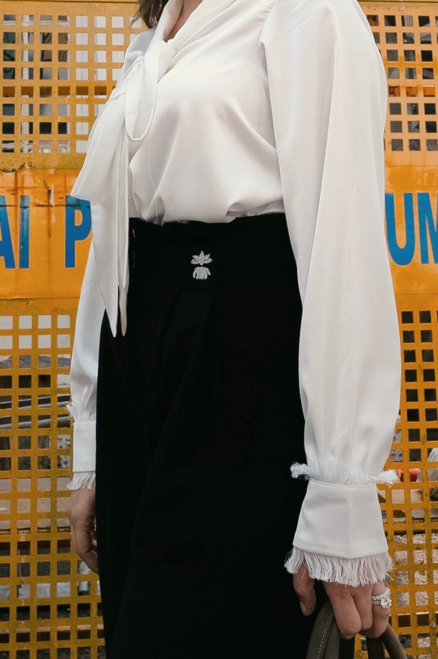 Black Embroidered Trousers for Women