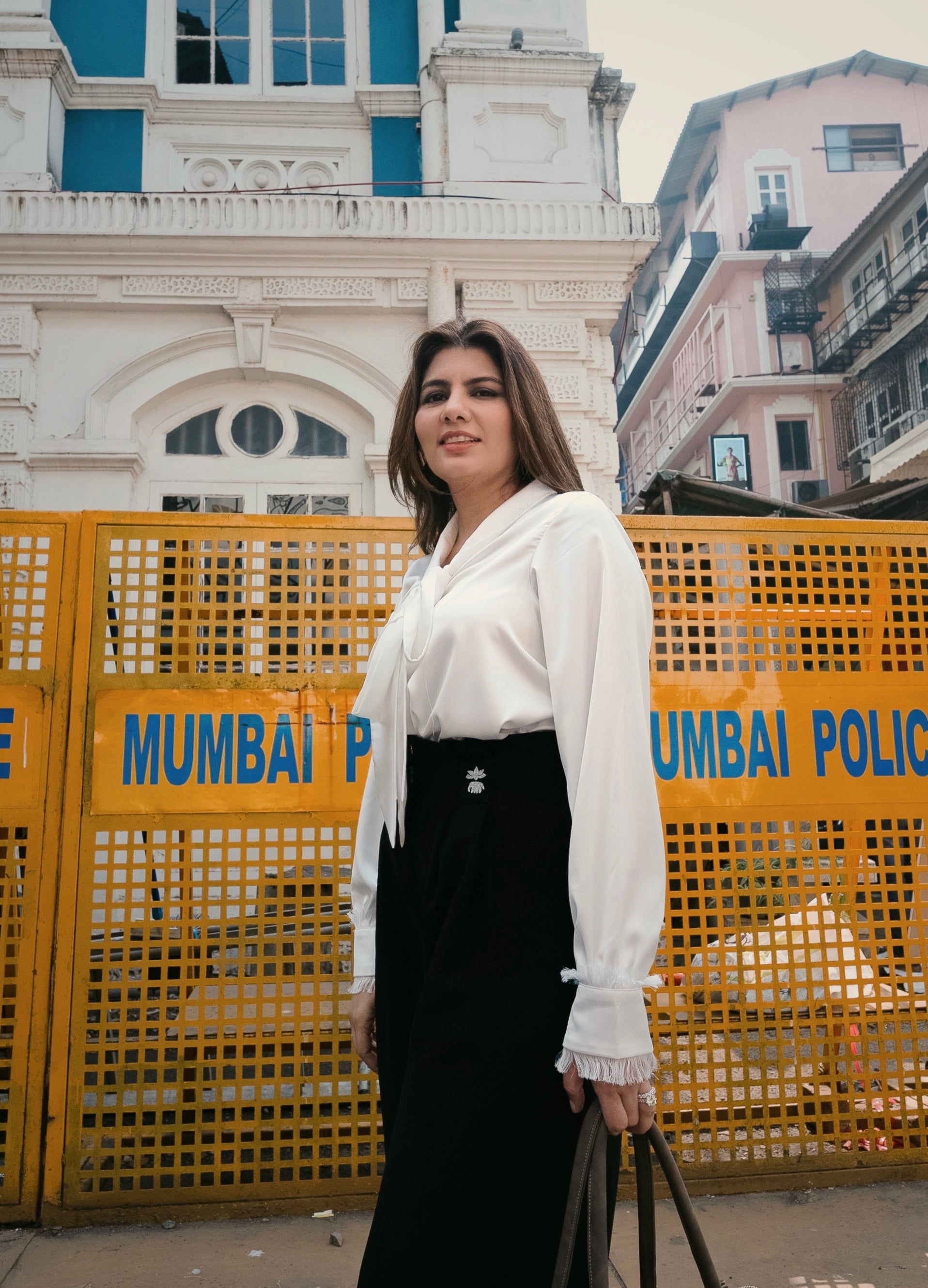 Pearl Bow Satin Shirt for Women