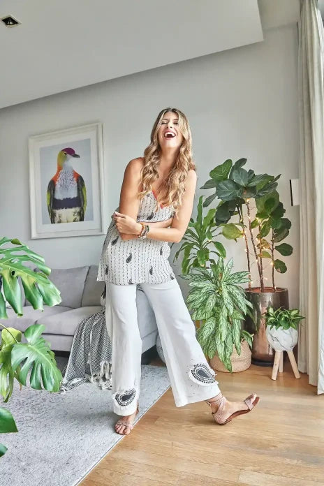 Black and White Bandhani Slip Top