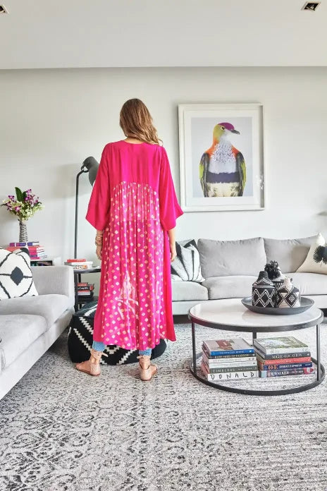 Hot Pink Two-Tone Kimono Duster