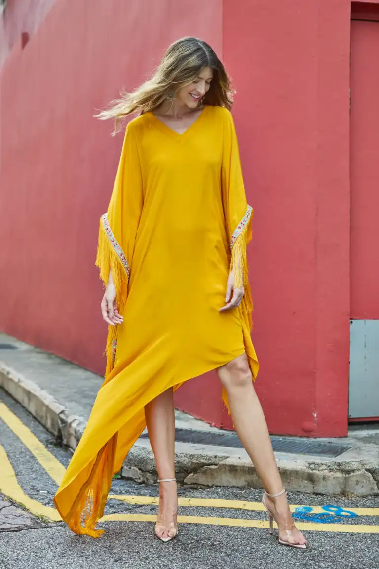 blue dress for baby girl Buy Mango Asymmetrical Kaftan With Fringe Online