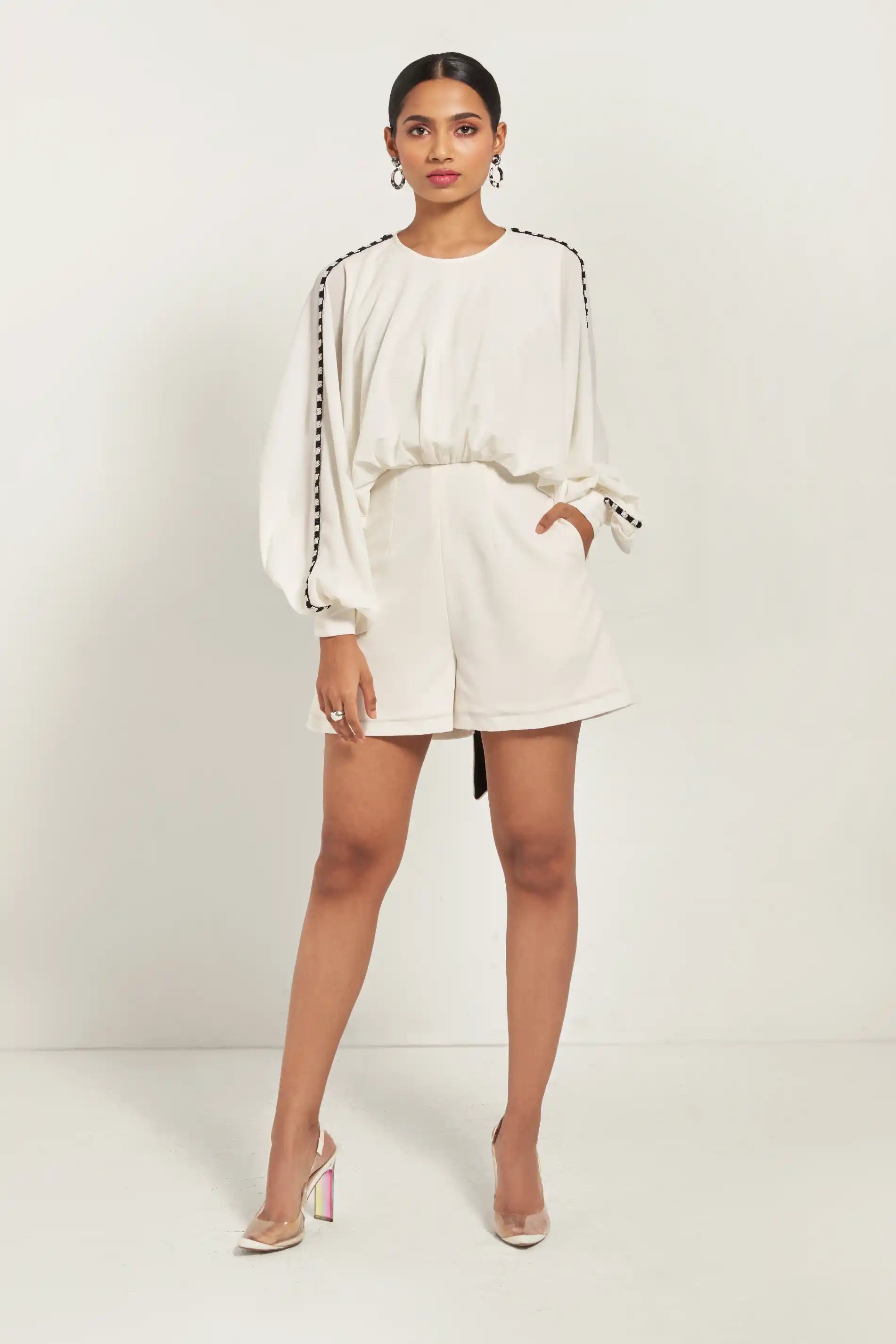 Ivory Cut-Out Kimono Romper