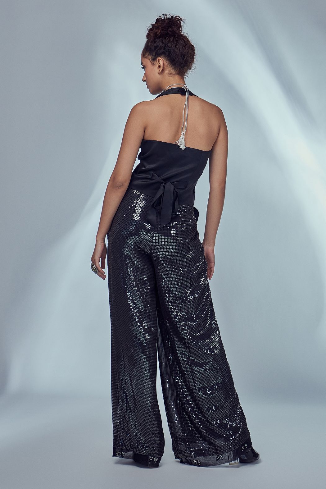 BLACK RUCHED WAISTCOAT