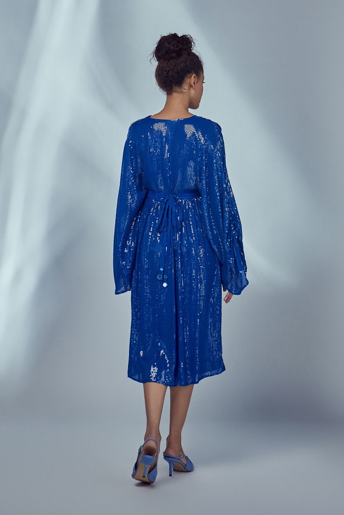 COBALT BLUE SEQUIN KIMONO DRESS