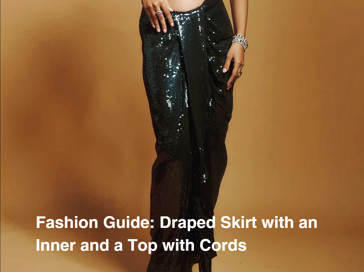 Draped Skirt with an Inner and a Top with Cords