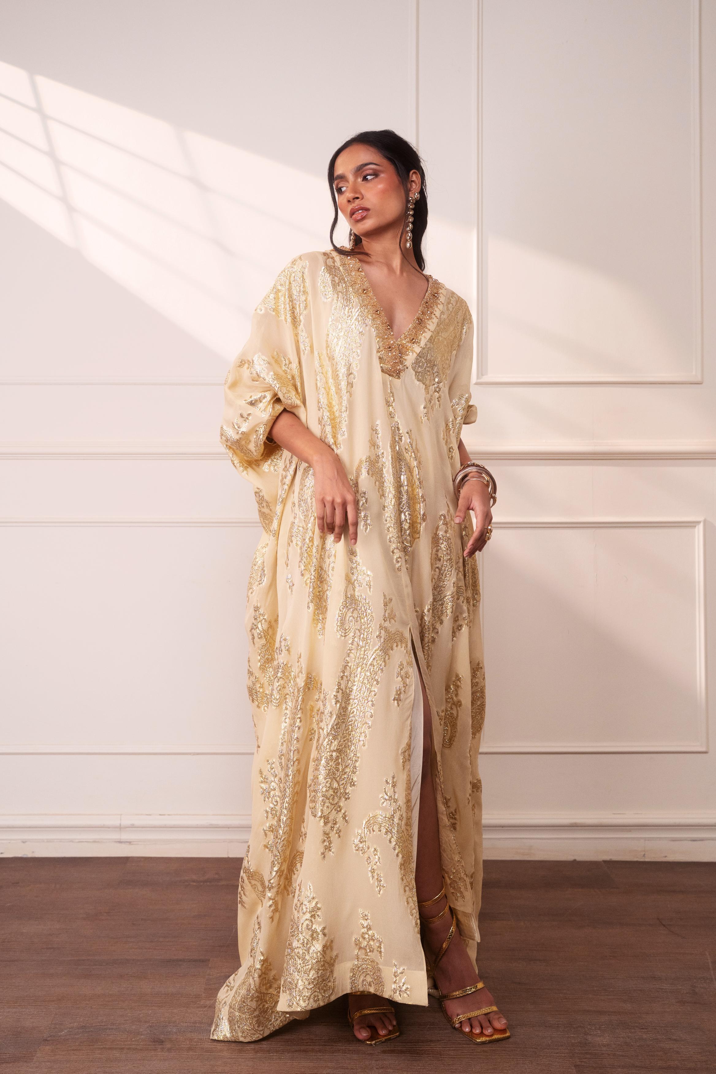 Gilded Paisley Kaftan at Style Junkiie