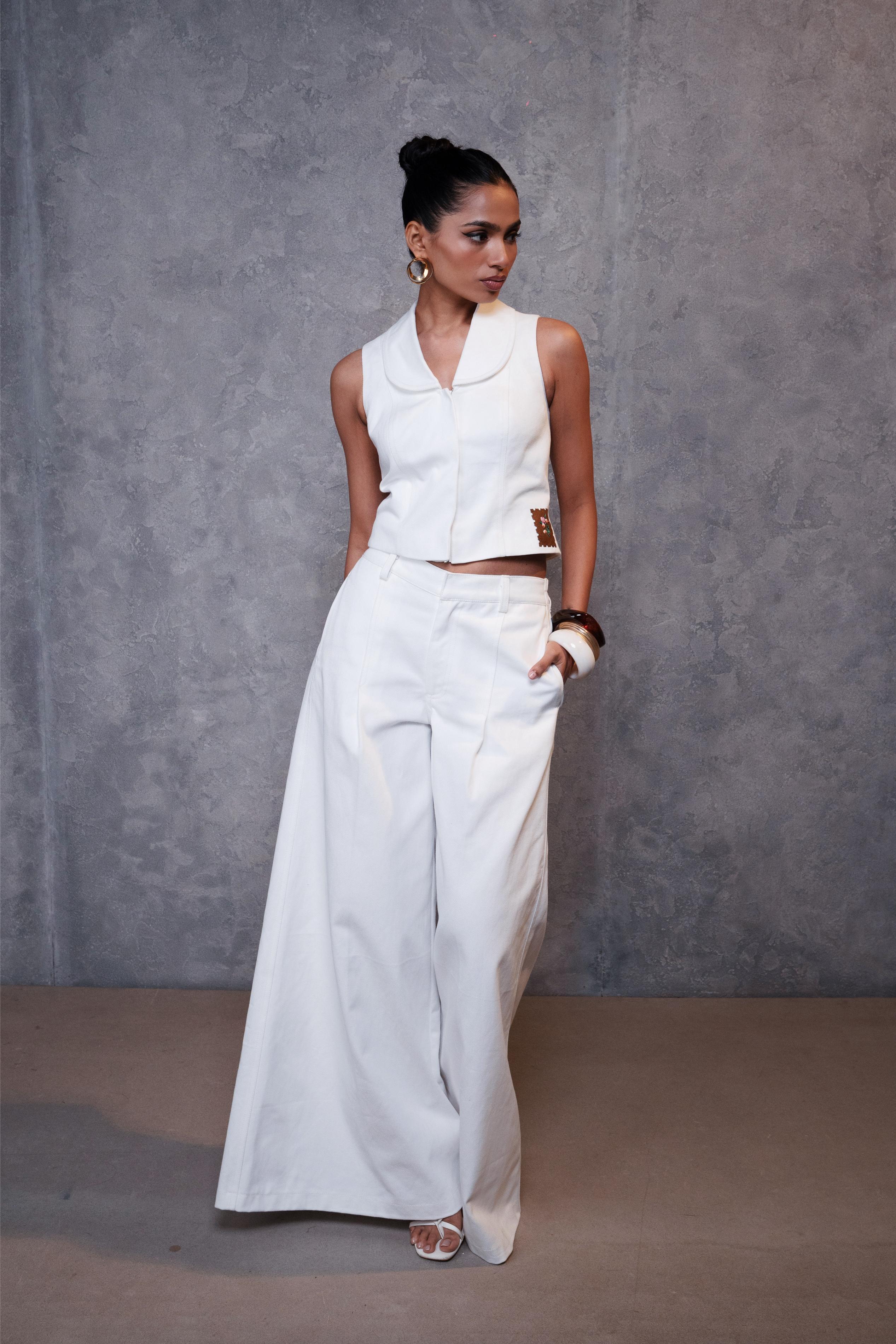 White Daak Cropped Waistcoat