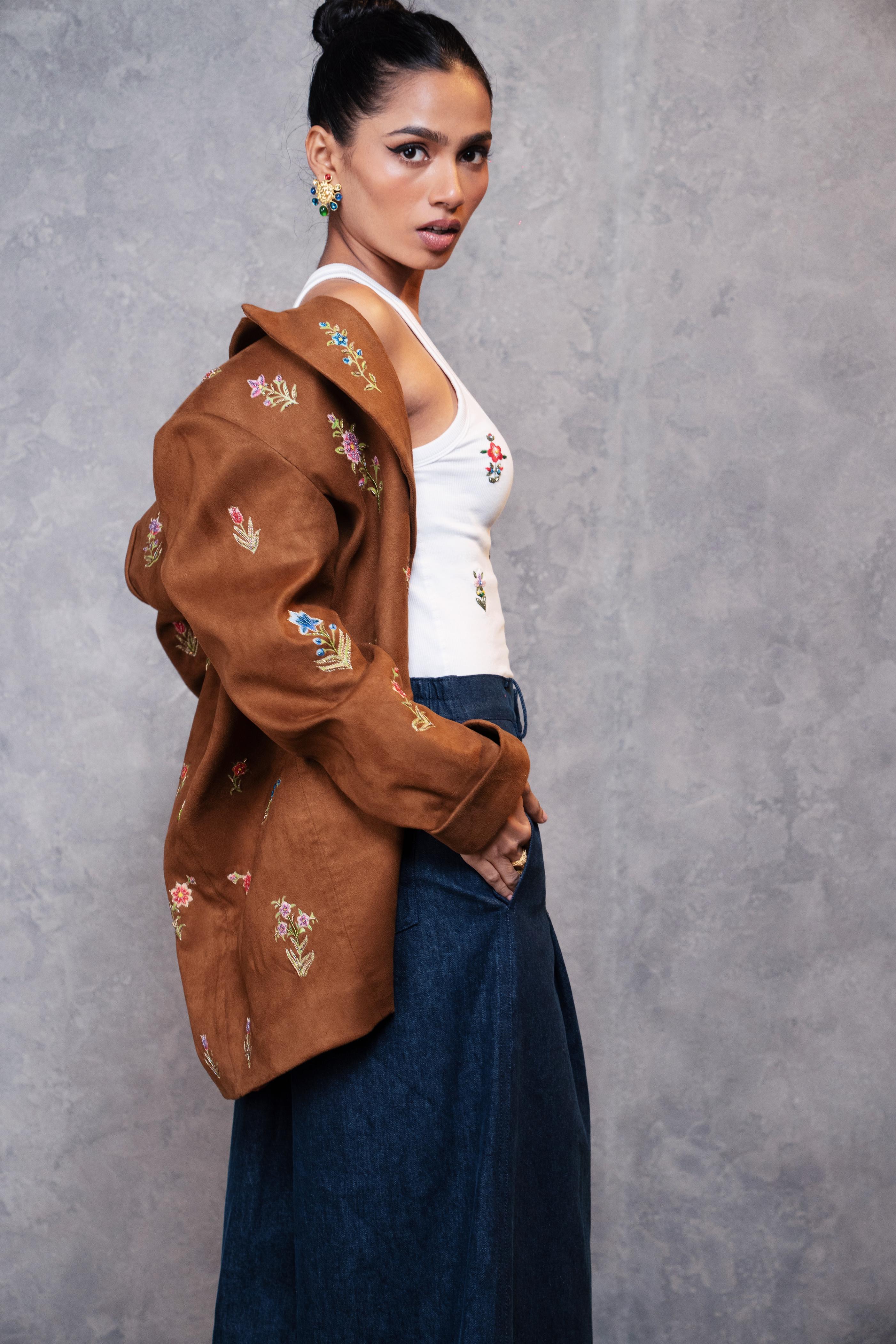 Suede Gul-E-Vilayat Blazer