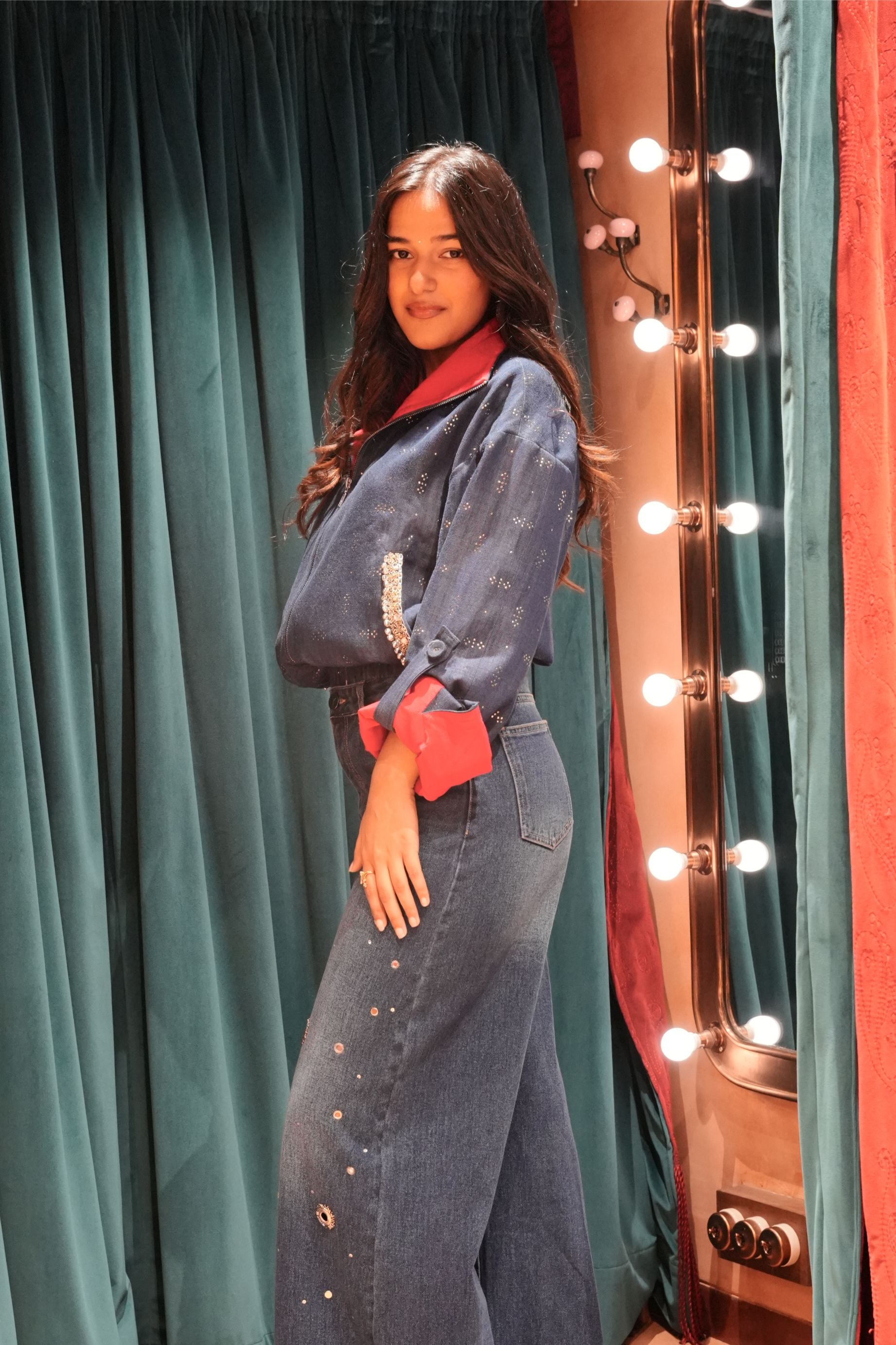 INDIGO MUKAISH FUNNEL NECK BOMBER