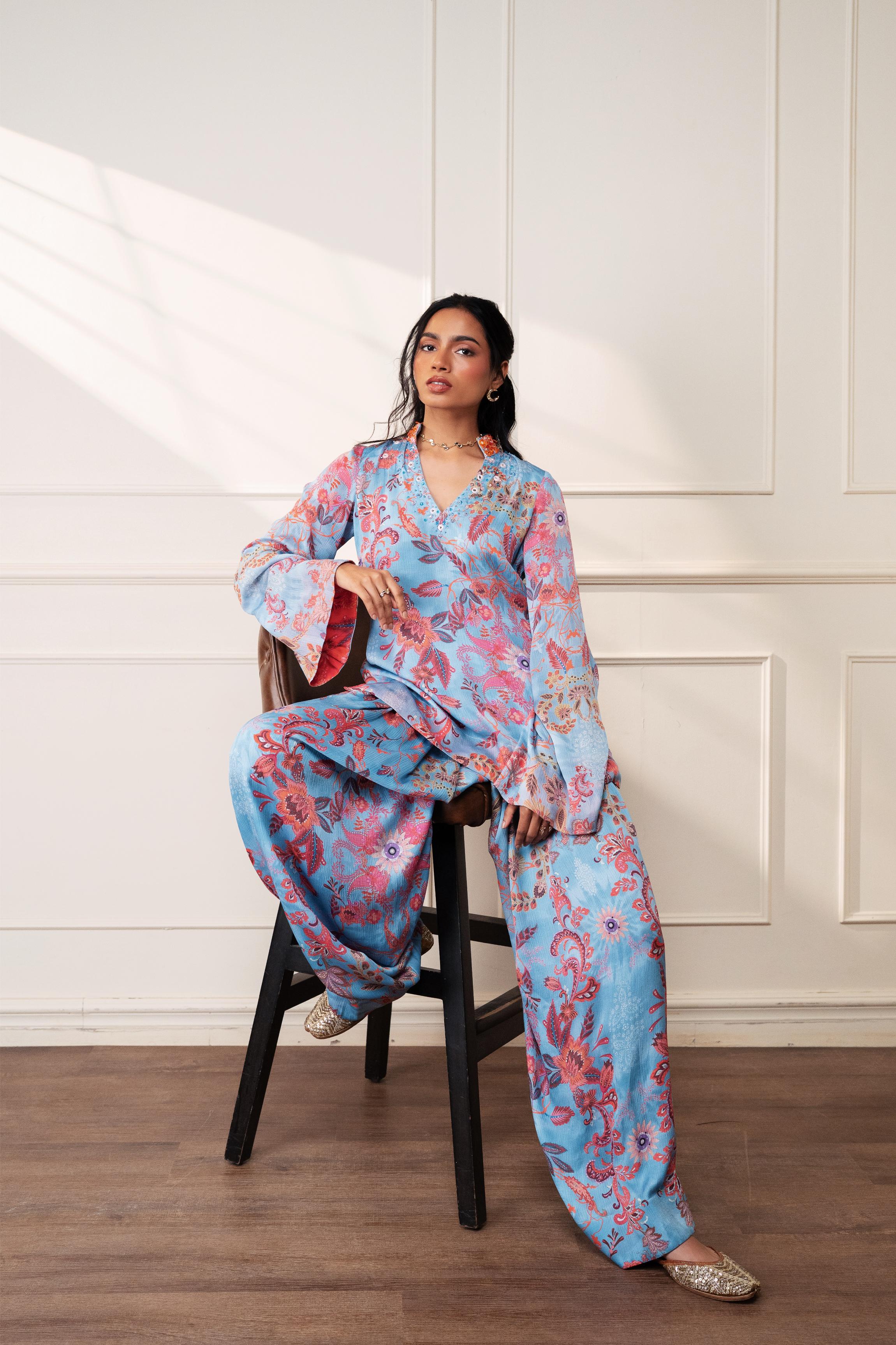 Icy Bloom Farsi Kurti Online at Style Junkiie