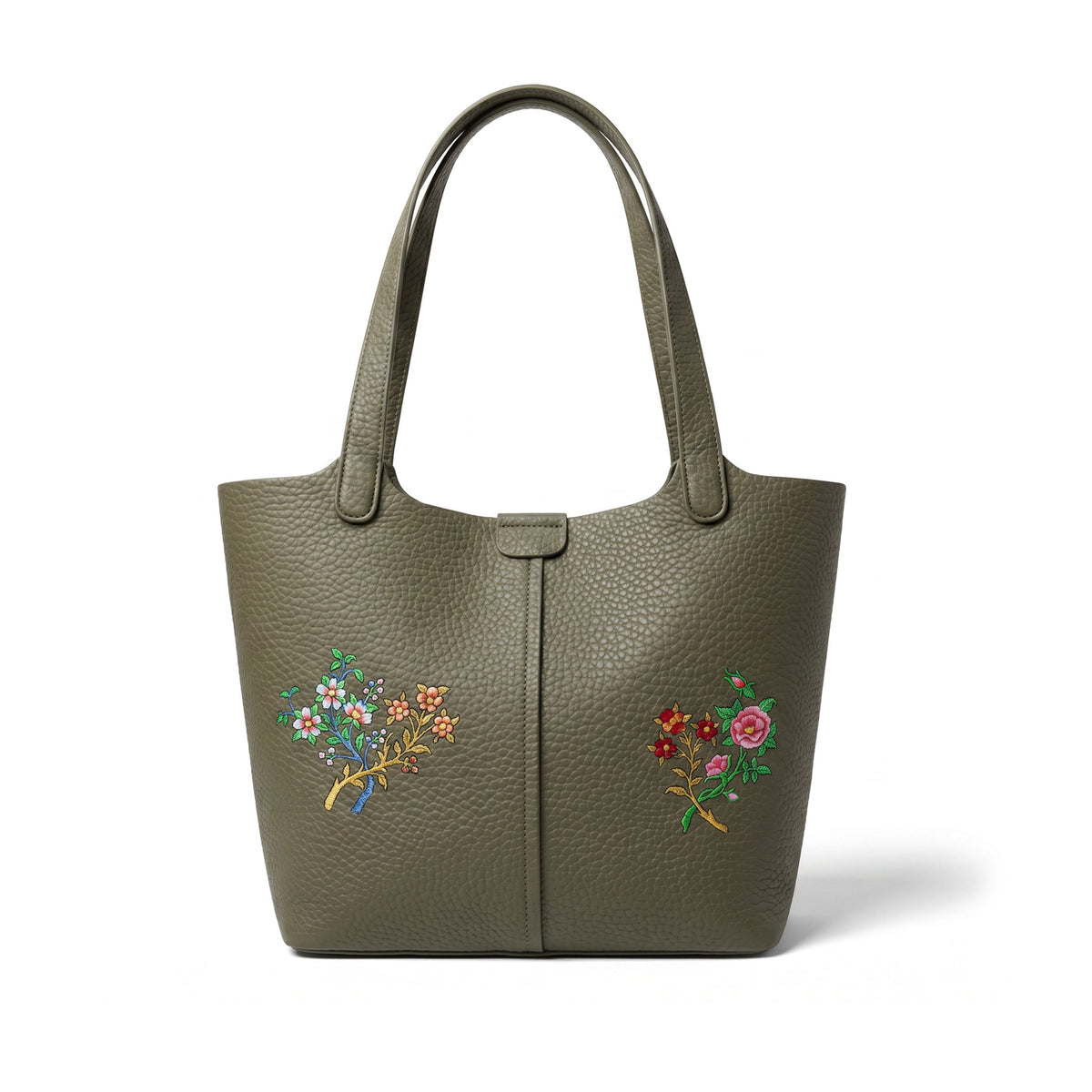 Moss Green Floral Tote Bag