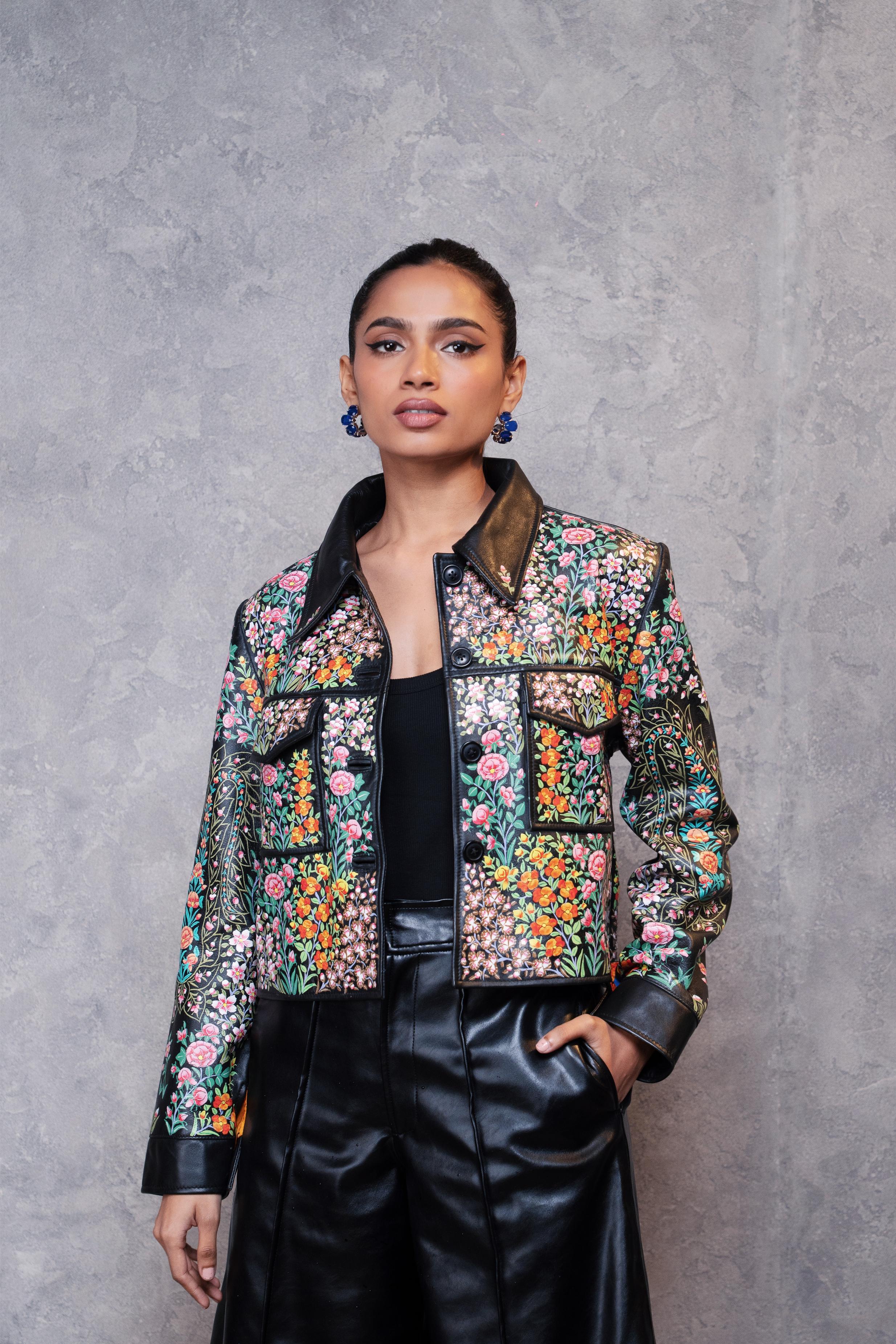 Black Naksh-E-Bhand Cropped Jacket