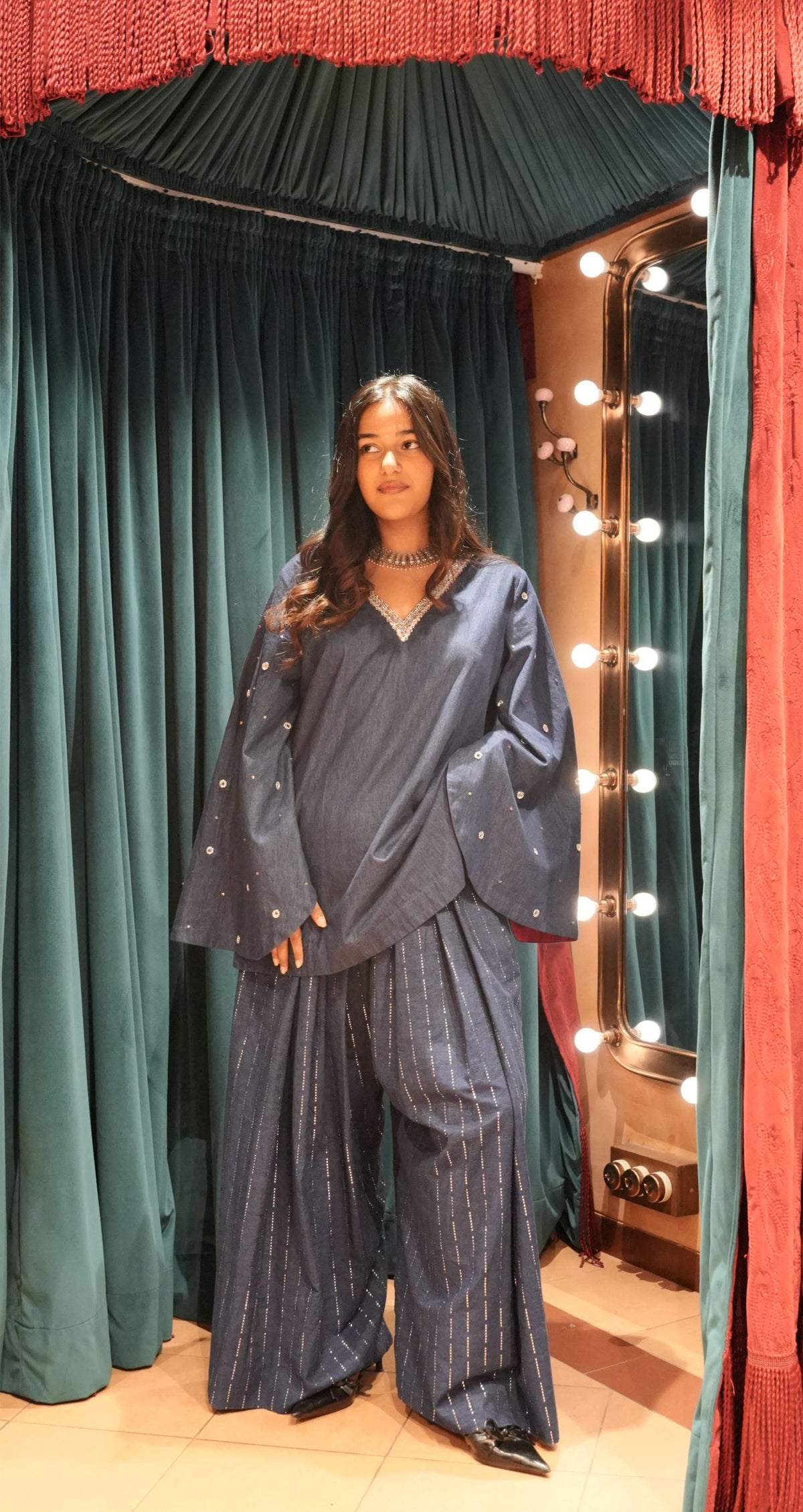 MIDNIGHT STARDUST V NECK TUNIC