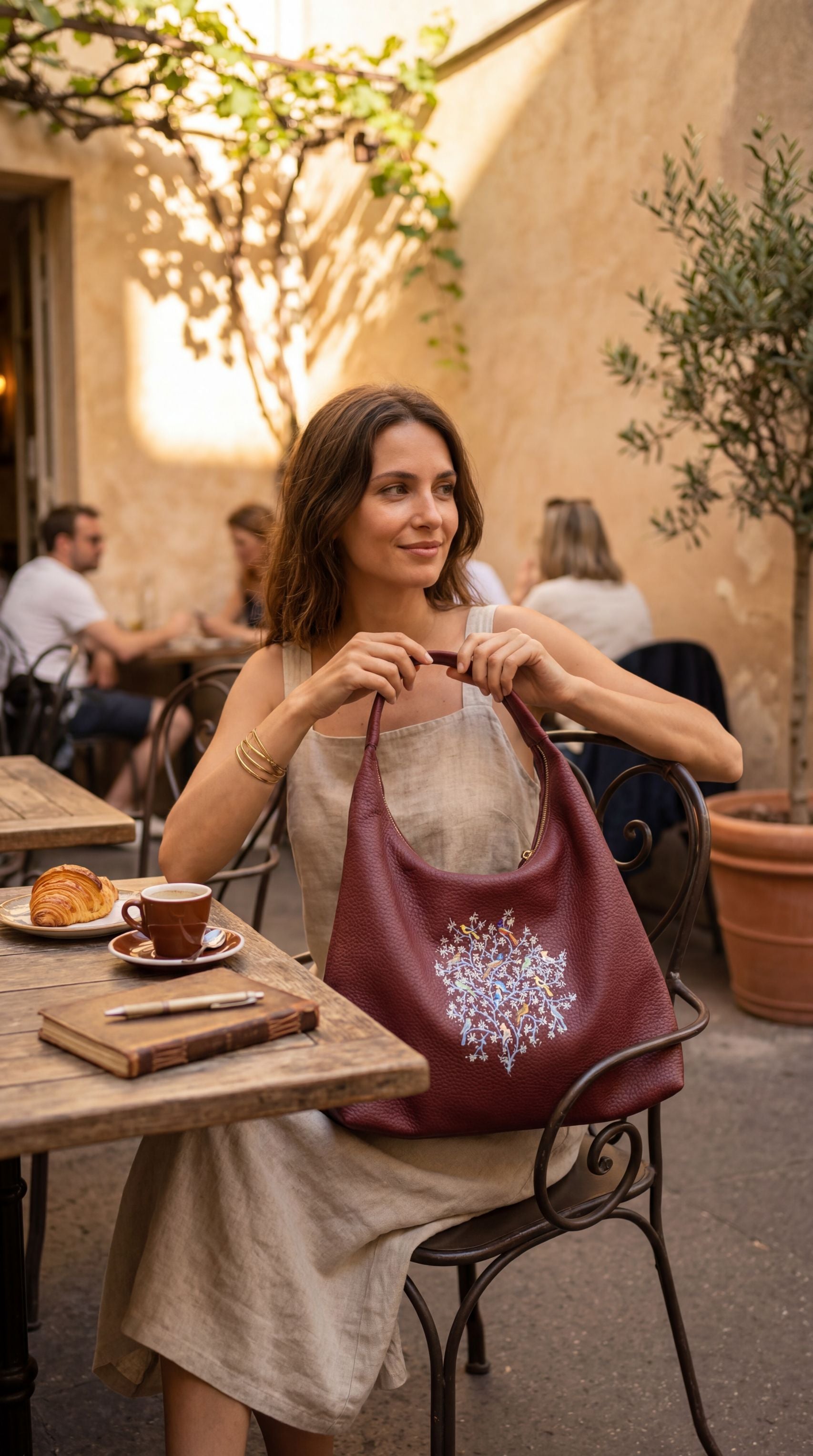 Gul Floral Burgundy Tote