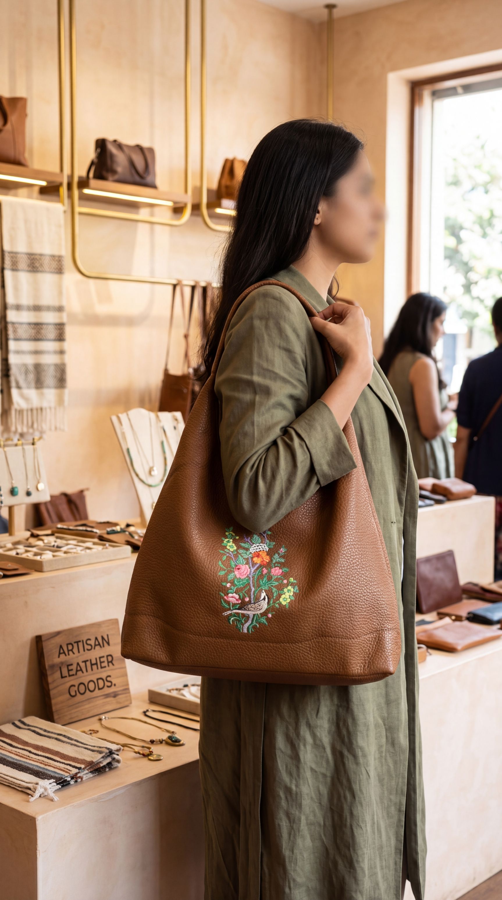 Brown Gul Poshem Tote