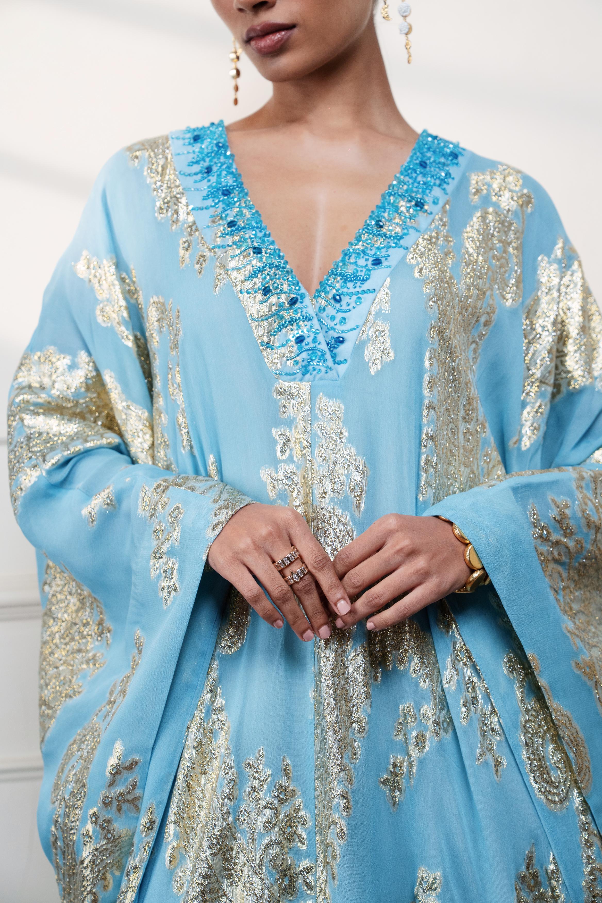 Icy Paisley Kaftan at Style Junkiie