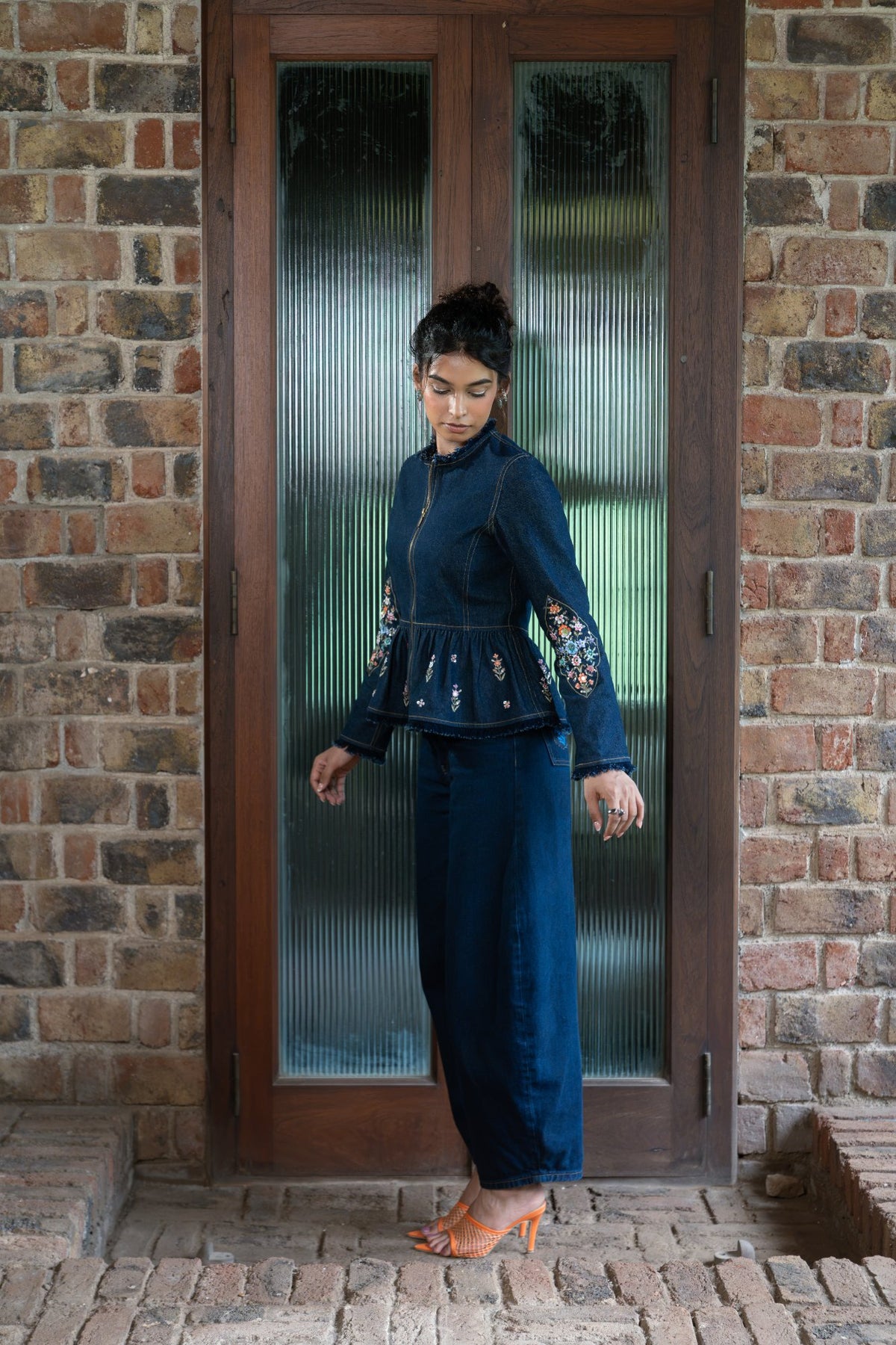 DARK BLUE POSHEM DENIM PEPLUM JACKET