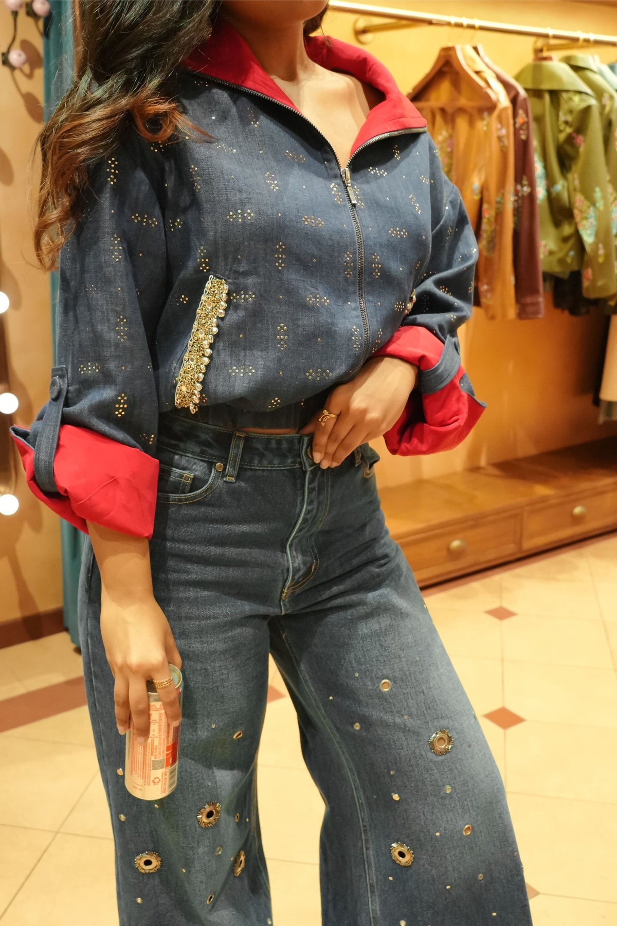 MIDNIGHT STARDUST RIVET FLARED JEANS