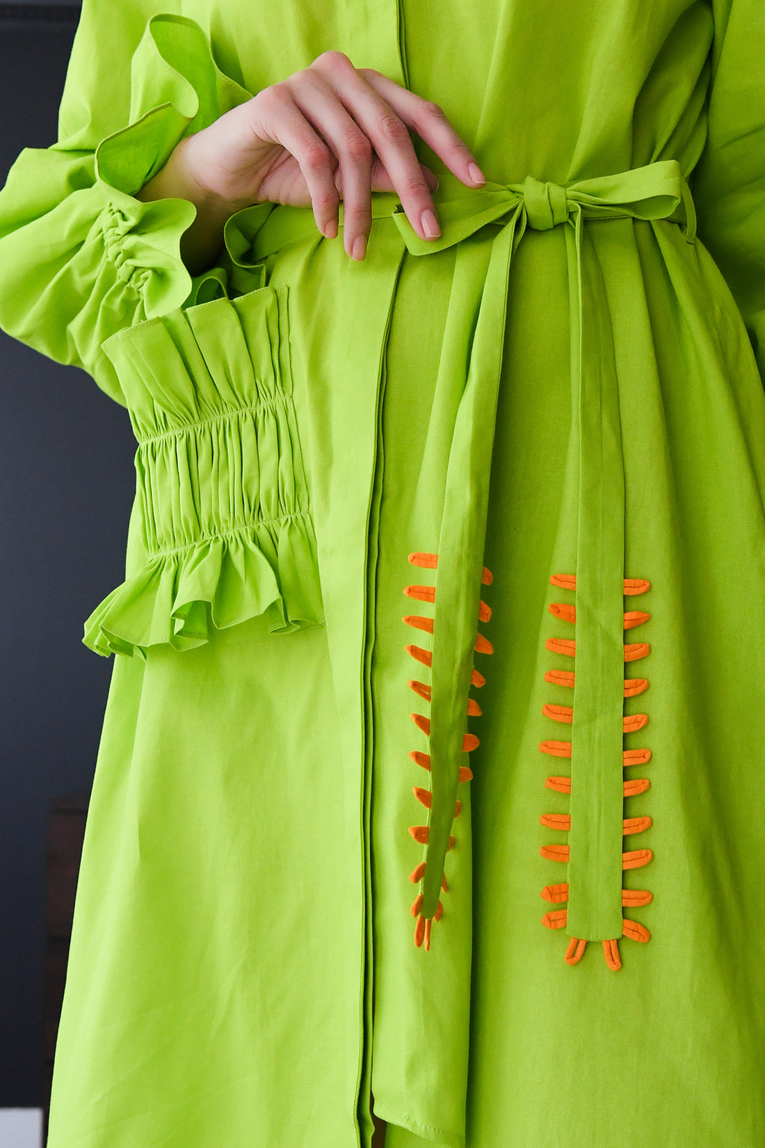 Lime Green Poplin Shirt Dress