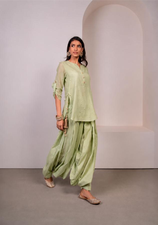 Sage Green Patiala Kurti Set