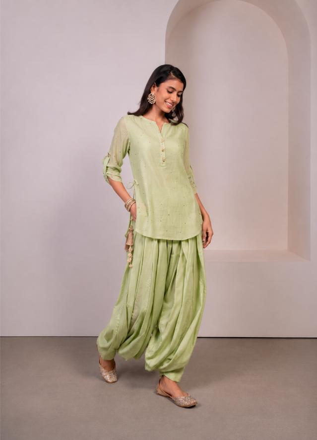 Sage Green Patiala Kurti Set