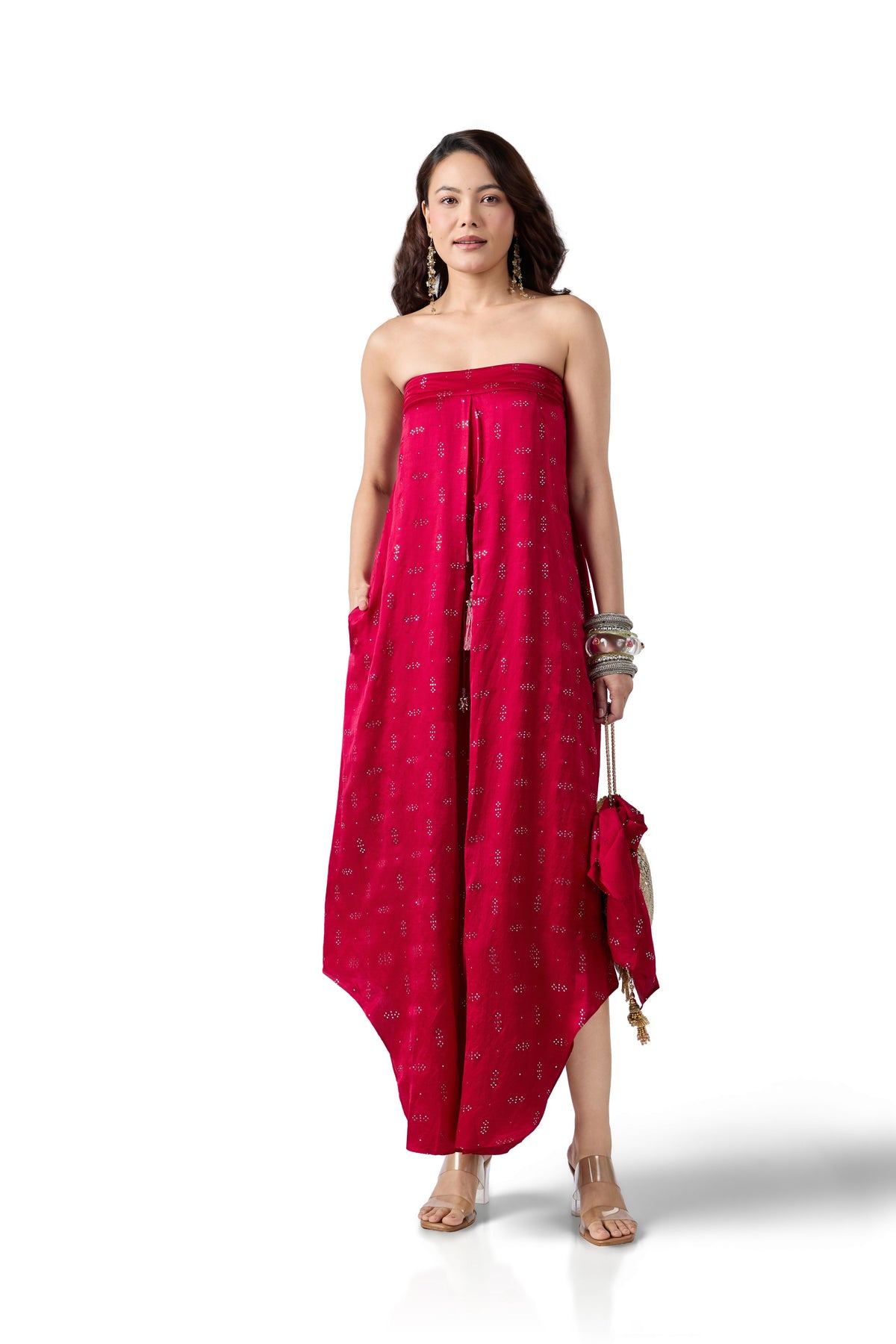 BERRY BLUSH MUKAISH TASSEL JUMPSUIT