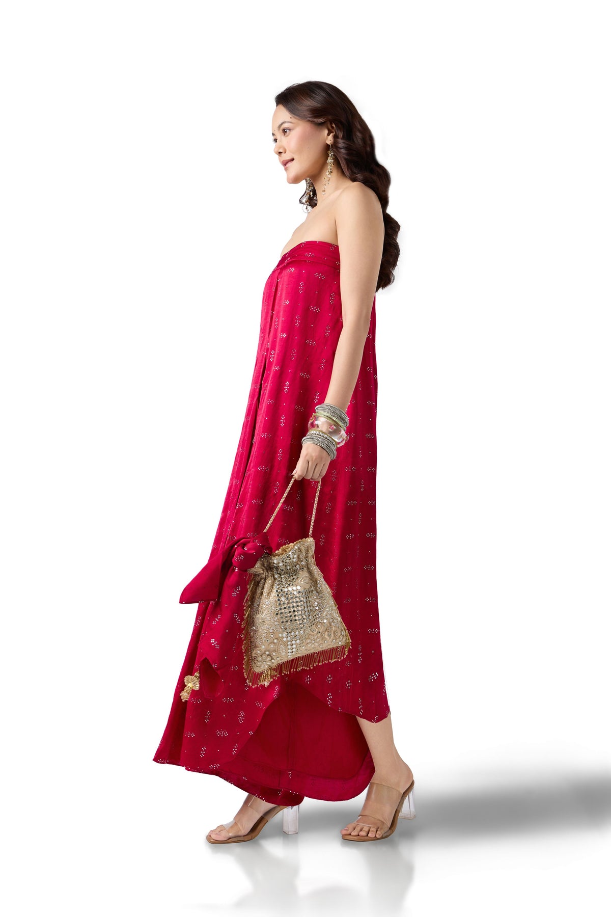 BERRY BLUSH MUKAISH TASSEL JUMPSUIT